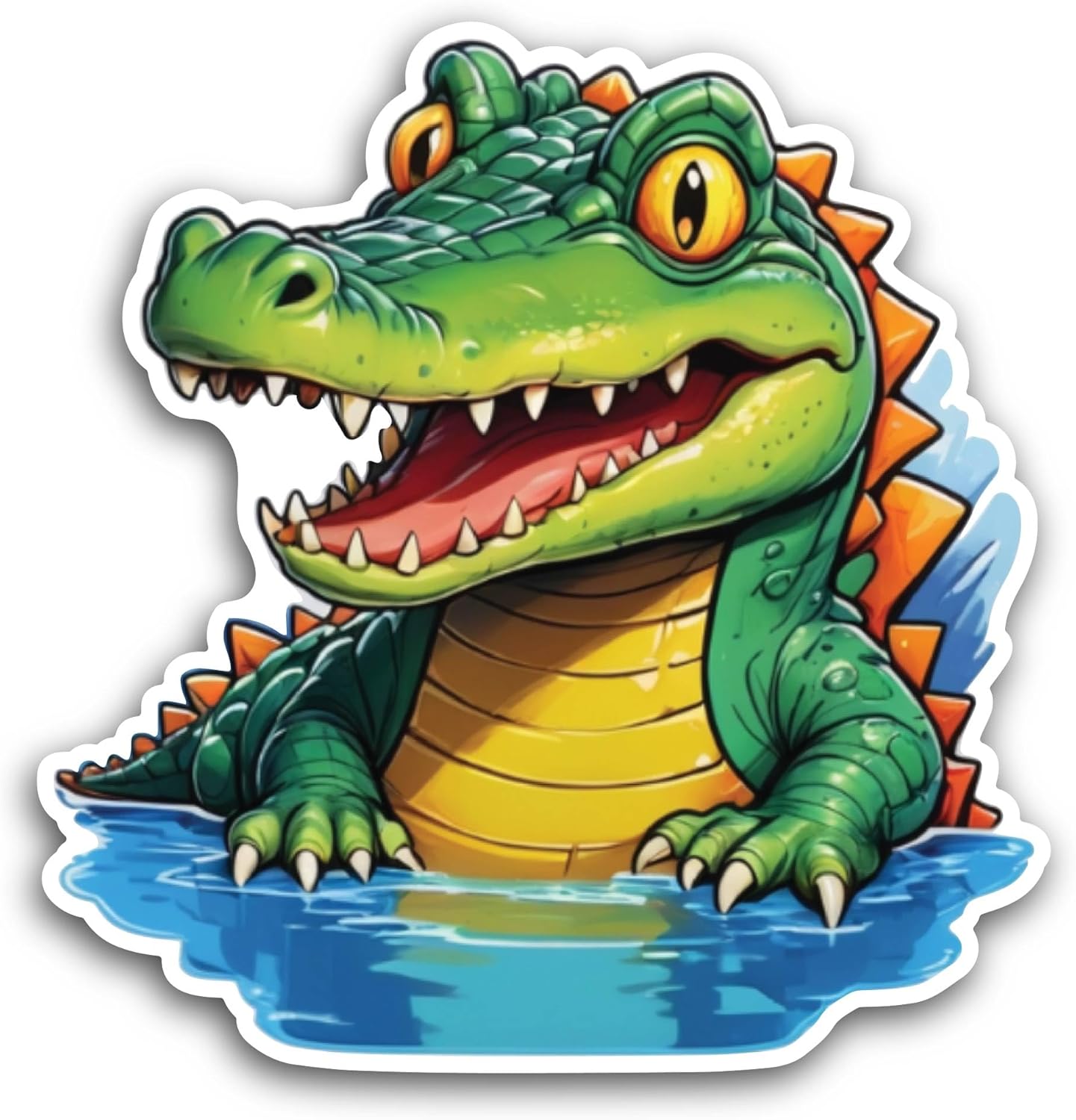2 (Pieces) 3" and 5" Cartoon Crocodile Sticker, Waterproof Vinyl Decals for Many Purpose Like Cars, Trucks, Laptops, Phones, Windows and More