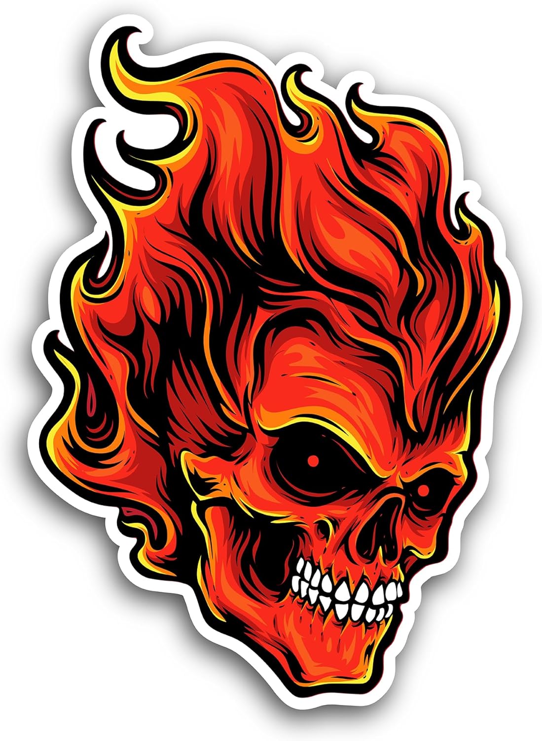 2 (Pieces) 3" and 5" Fire Head Skull Sticker, Waterproof Vinyl Decals for Many Purpose Like Cars, Trucks, Laptops, Phones, Windows and More
