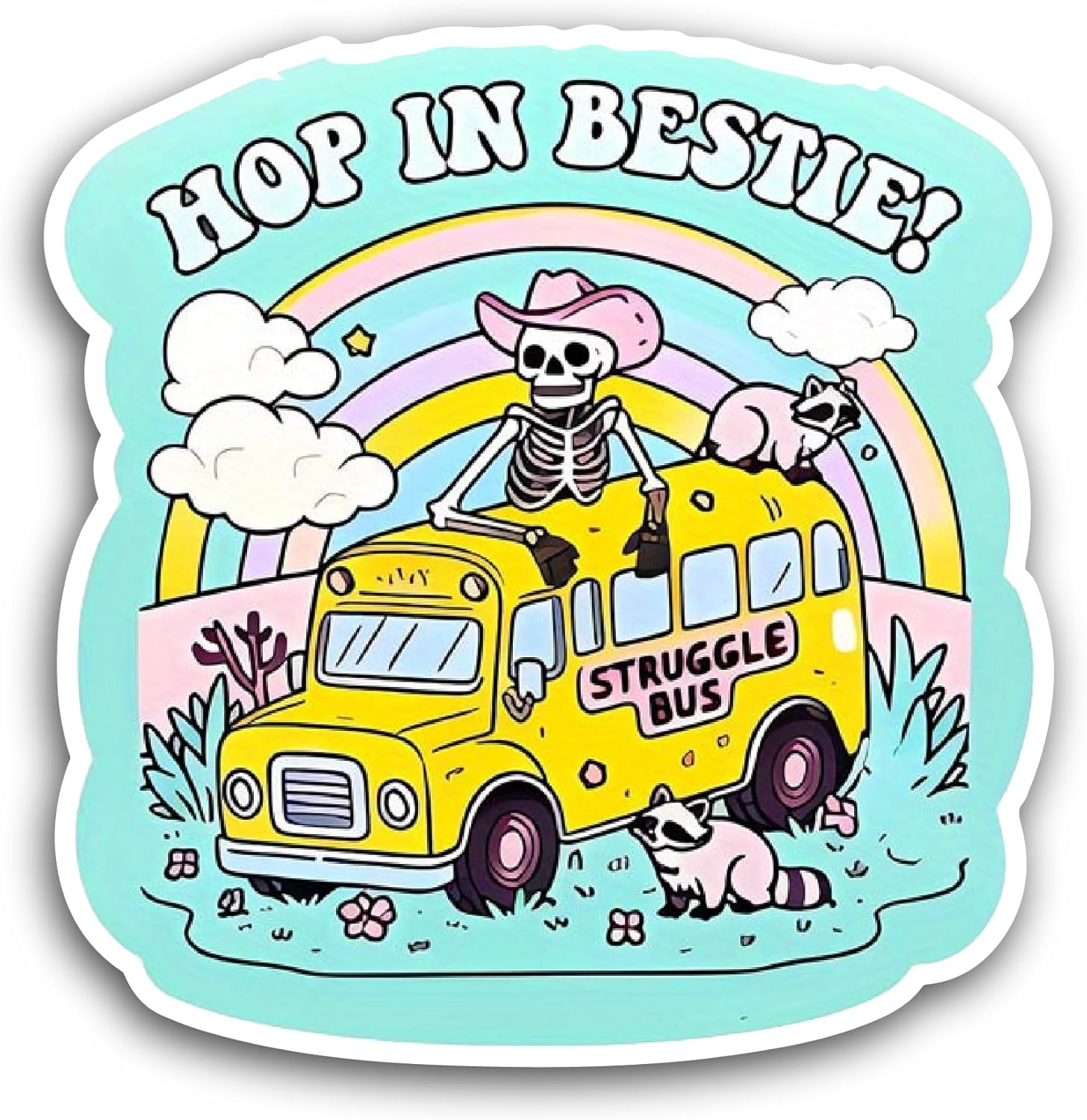 2 (Pieces) 3" and 5" Hop in Bestie Sticker, Waterproof Vinyl Decals for Many Purpose Like Cars, Trucks, Laptops, Phones, Windows and More