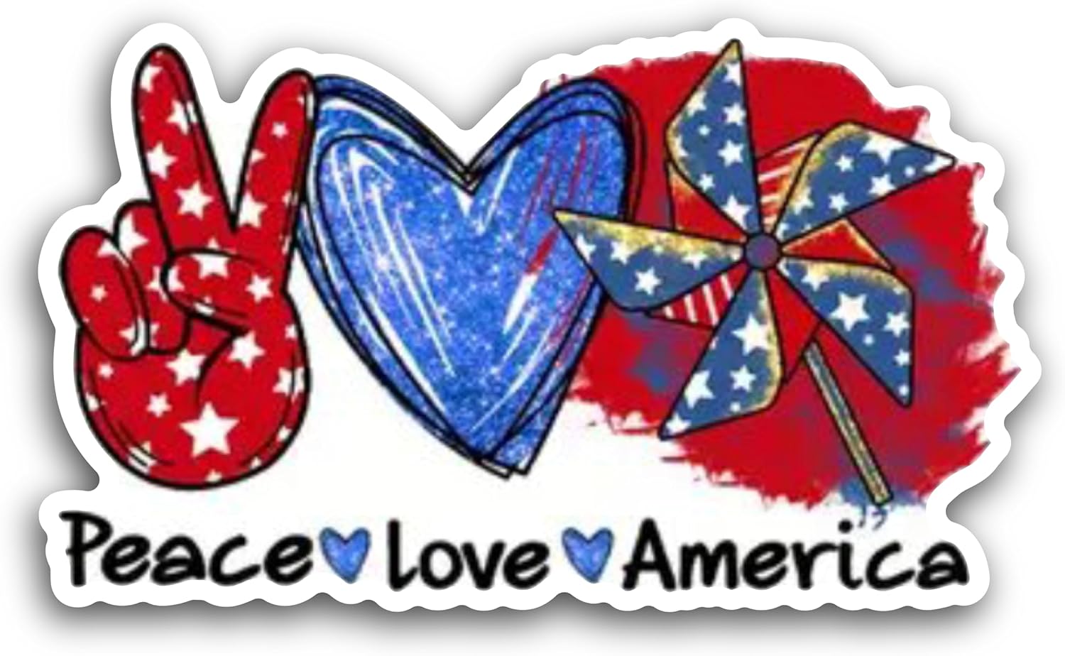 2 (Pieces) 3" and 5" Peace Love America Message Sticker Decal Sticker, Waterproof Vinyl Decals for Many Purpose Like Cars, Trucks, Laptops, Phones, Windows and More