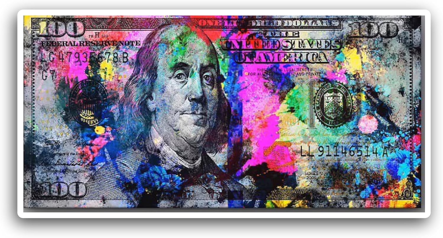 2 (Pieces) 3" and 5" Dollar Painting Sticker, Waterproof Vinyl Decals for Many Purpose Like Cars, Trucks, Laptops, Phones, Windows and More