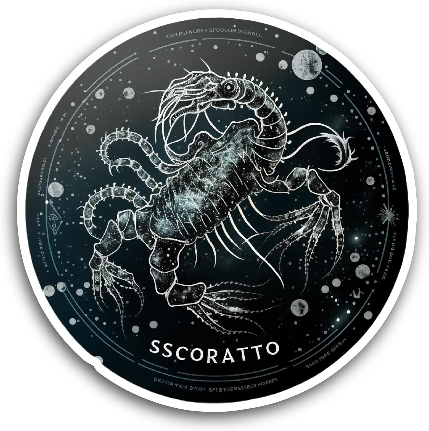 2 (Pieces) 3" and 5" Zodiak Sign Scorpio Text Sticker, Waterproof Vinyl Decals for Many Purpose Like Cars, Trucks, Laptops, Phones, Windows and More