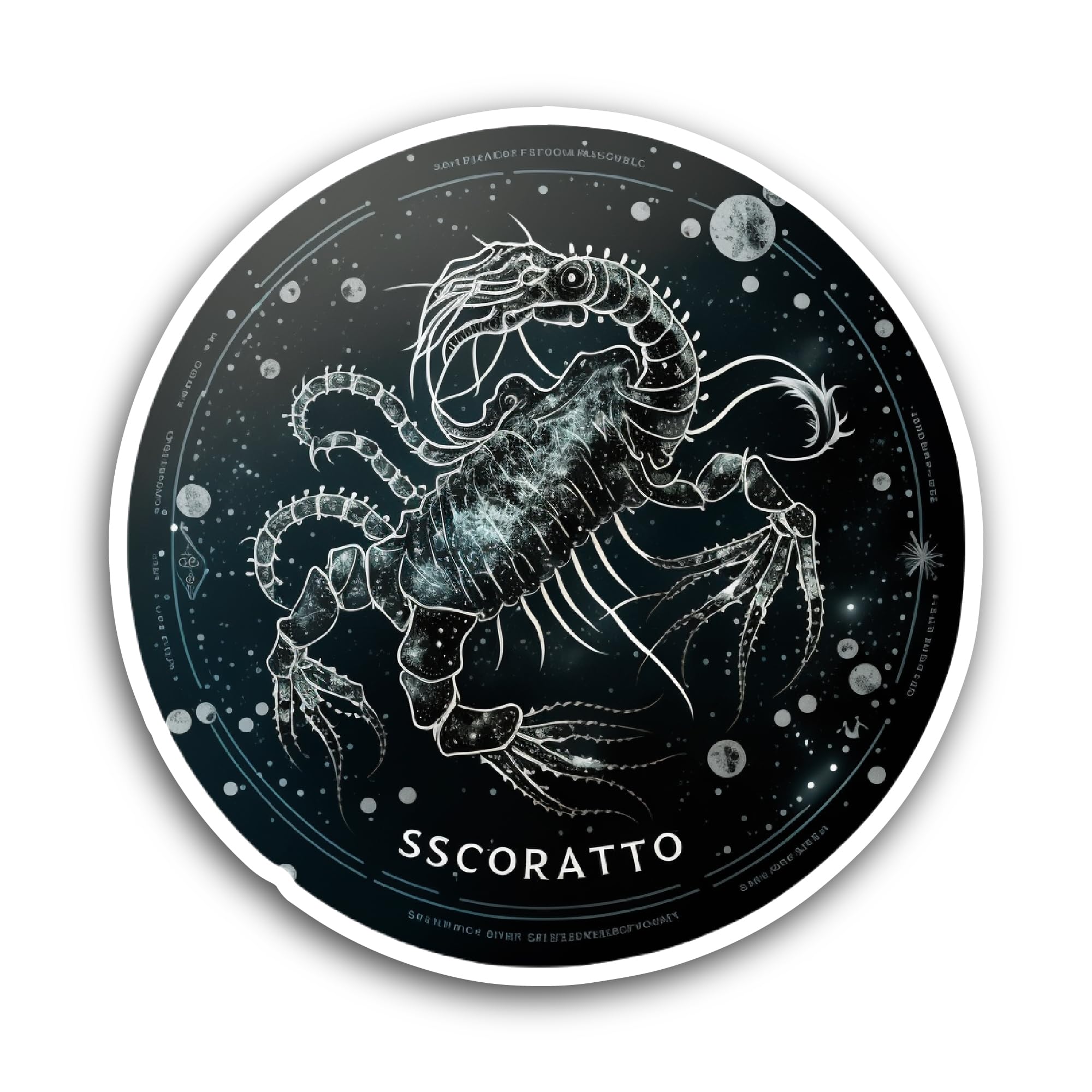 2 (Pieces) 3" and 5" Zodiak Sign Scorpio Text Sticker, Waterproof Vinyl Decals for Many Purpose Like