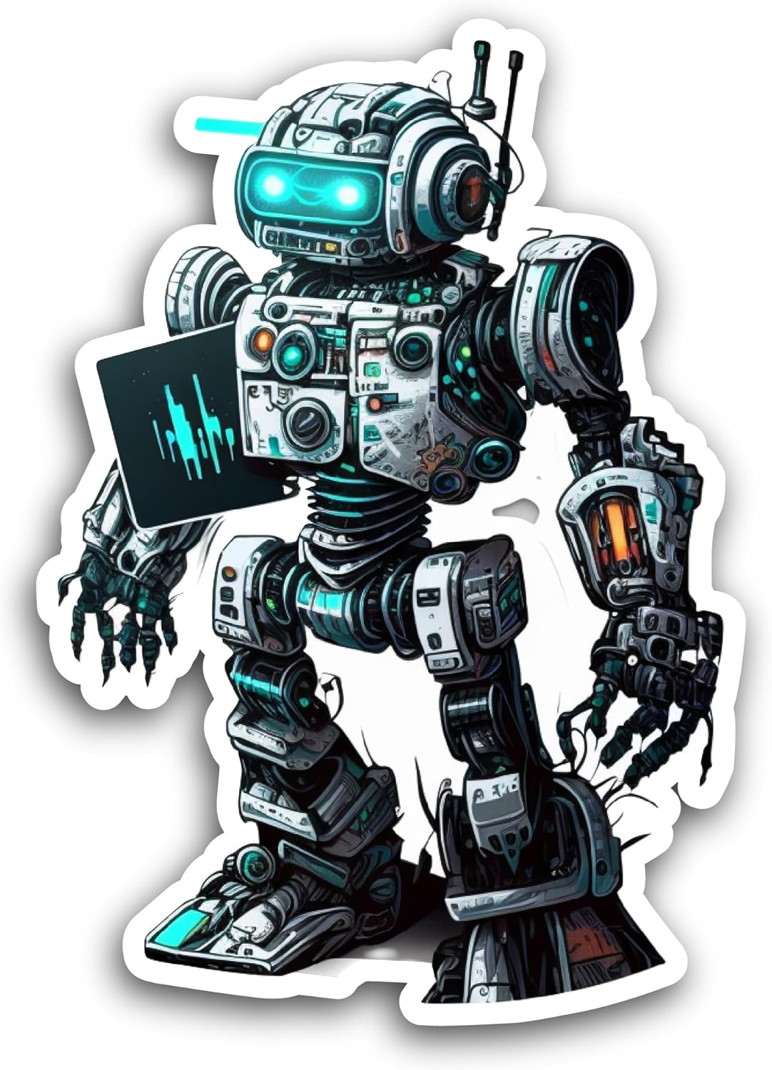 2 (Pieces) 3" and 5" Robot with Blue Eyes Sticker, Waterproof Vinyl Decals for Many Purpose Like Cars, Trucks, Laptops, Phones, Windows and More (Copy)