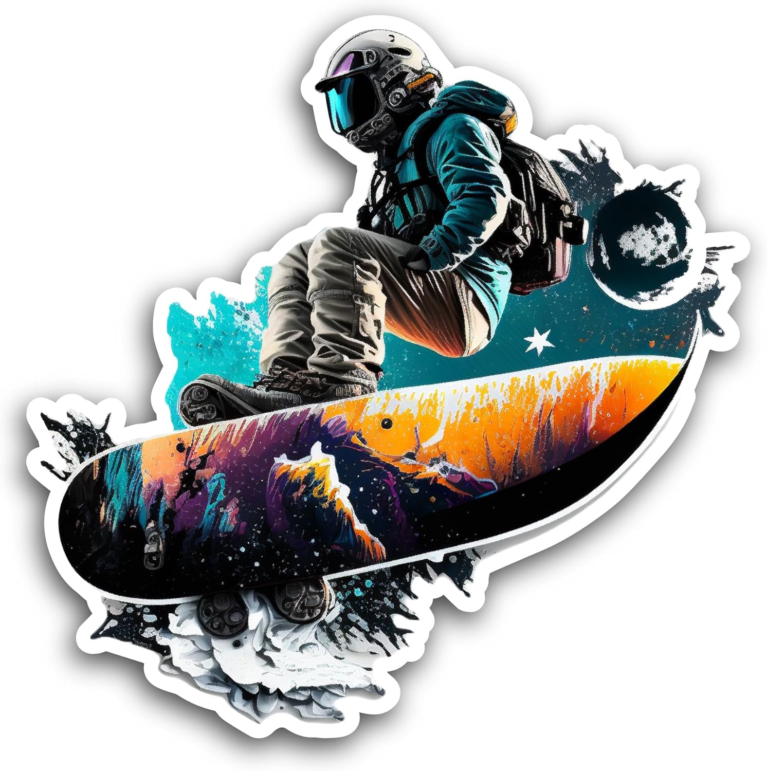 2 (Pieces) 3" and 5" Snowboarder Sticker, Waterproof Vinyl Decals for Many Purpose Like Cars, Trucks, Laptops, Phones, Windows and More