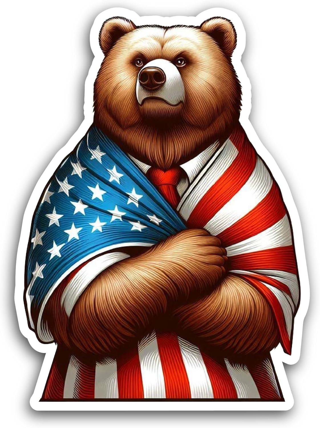 2 (Pieces) 3"" and 5"" Teddy Bear with Flag Around The Body Decal Sticker, Waterproof Vinyl Decals for Many Purpose Like Cars, Trucks, Laptops, Phones, Windows and More,