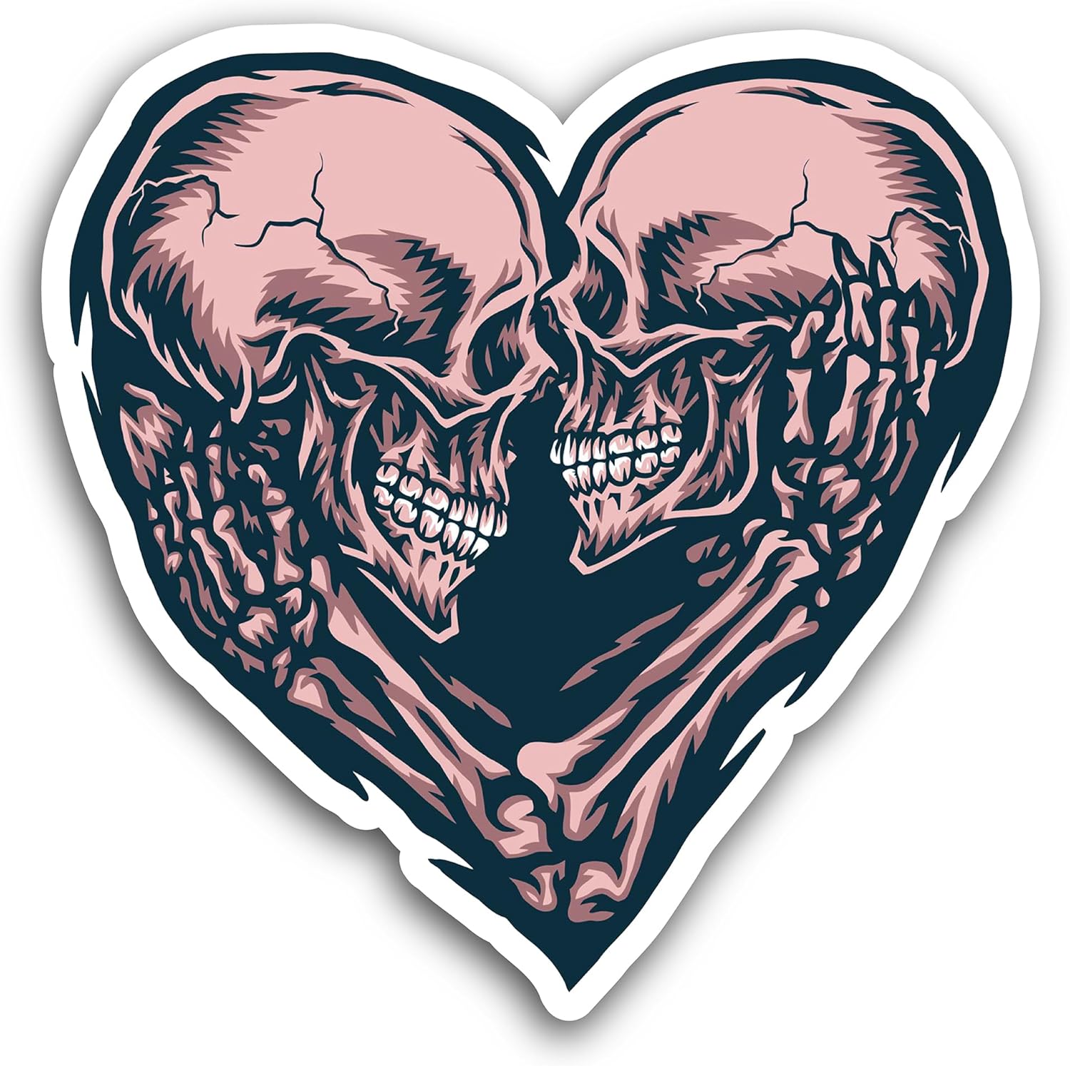 2 (Pieces) 3" and 5" Love Skull Couple, Waterproof Vinyl Decals for Many Purpose Like Cars, Trucks, Laptops, Phones, Windows and More
