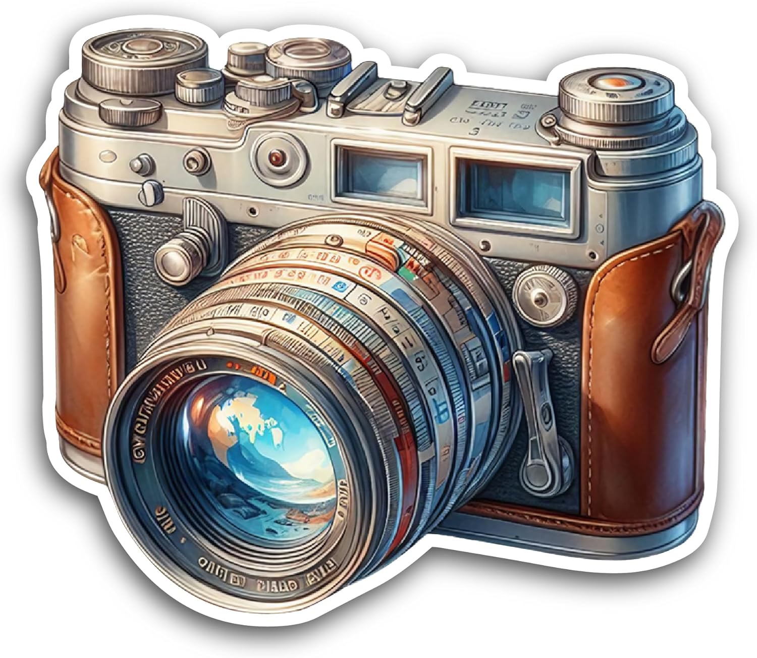 2 (Pieces) 3" and 5" Vintage Camera Sticker, Waterproof Vinyl Decals for Many Purpose Like Cars, Trucks, Laptops, Phones, Windows and More
