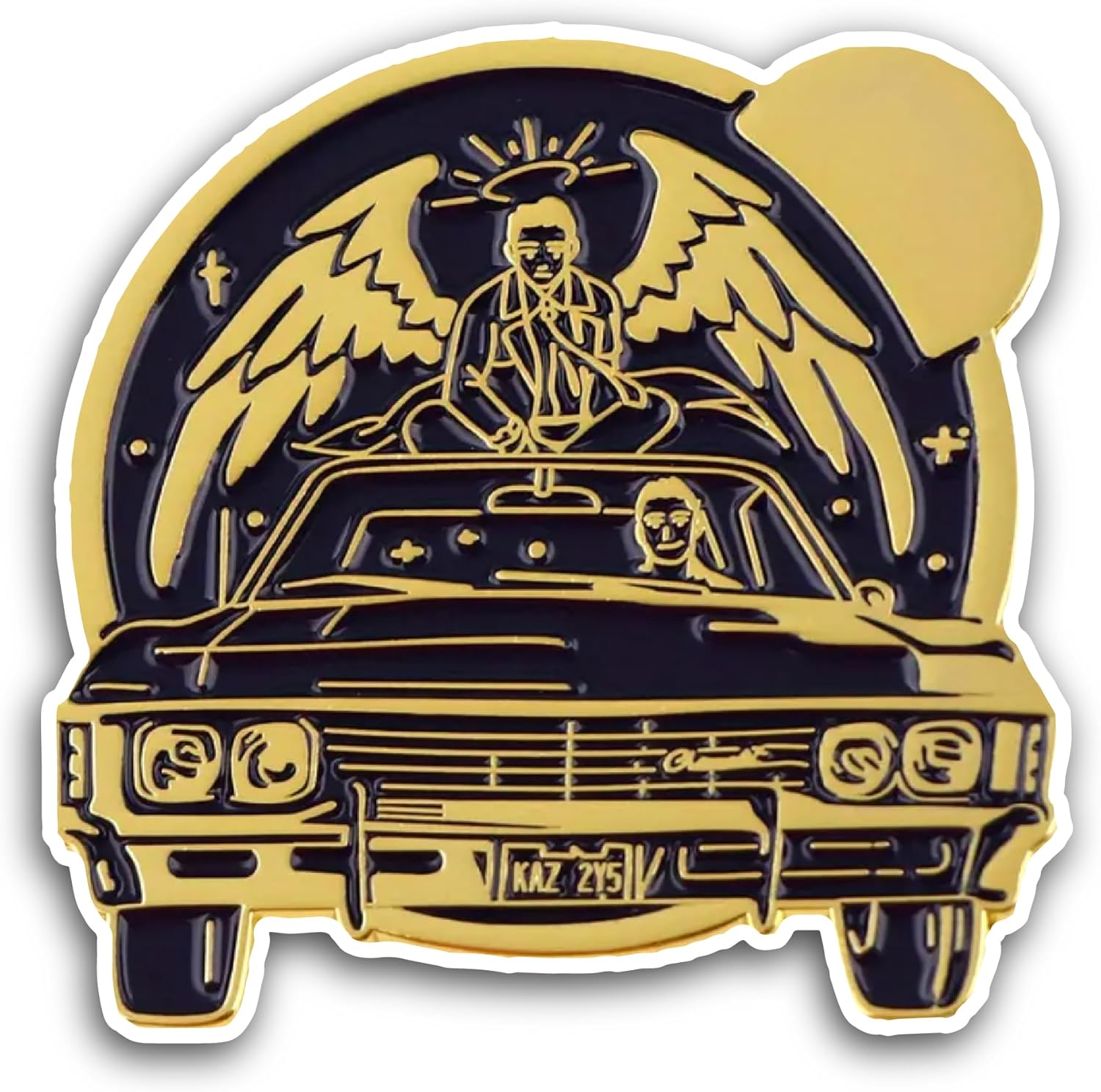 2 (Pieces) 3" and 5" Black and Gold Race Car Sticker, Waterproof Vinyl Decals for Many Purpose Like Cars, Trucks, Laptops, Phones, Windows and More