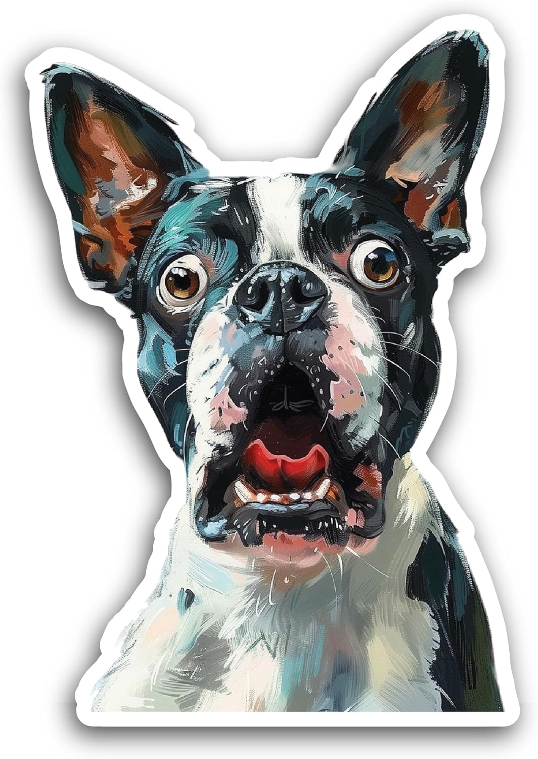2 (Pieces) 3" and 5" Cute Boston Terrier Sticker, Waterproof Vinyl Decals for Many Purpose Like Cars, Trucks, Laptops, Phones, Windows and More