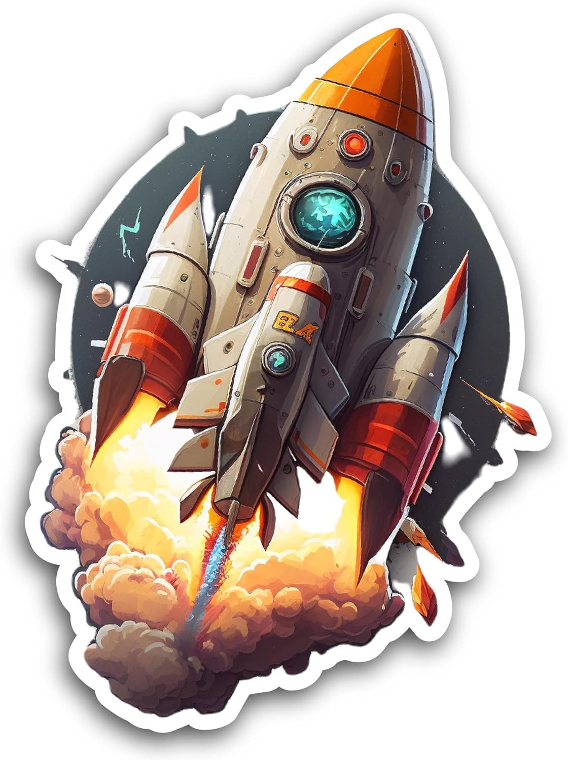 2 (Pieces) 3" and 5" Rocket Launch Sticker, Waterproof Vinyl Decals for Many Purpose Like Cars, Trucks, Laptops, Phones, Windows and More