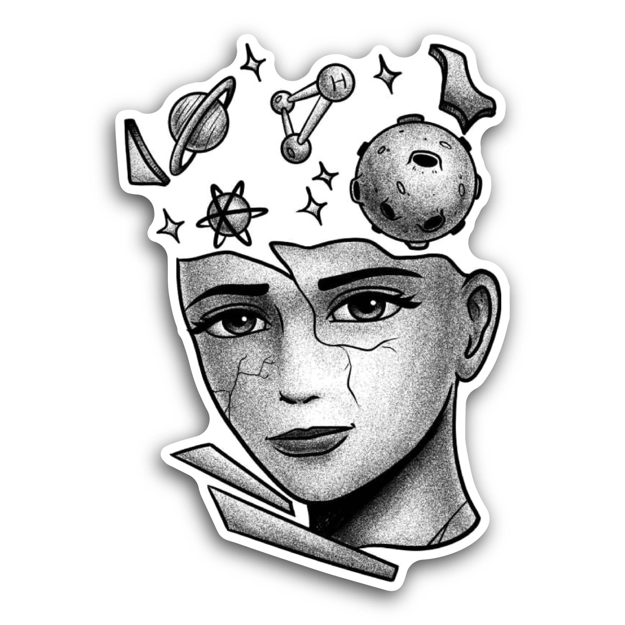 2 (Pieces) 2" and 3" Woman in Black Suit and Wide-Brim Hat Sticker, Waterproof Vinyl Decals for Many