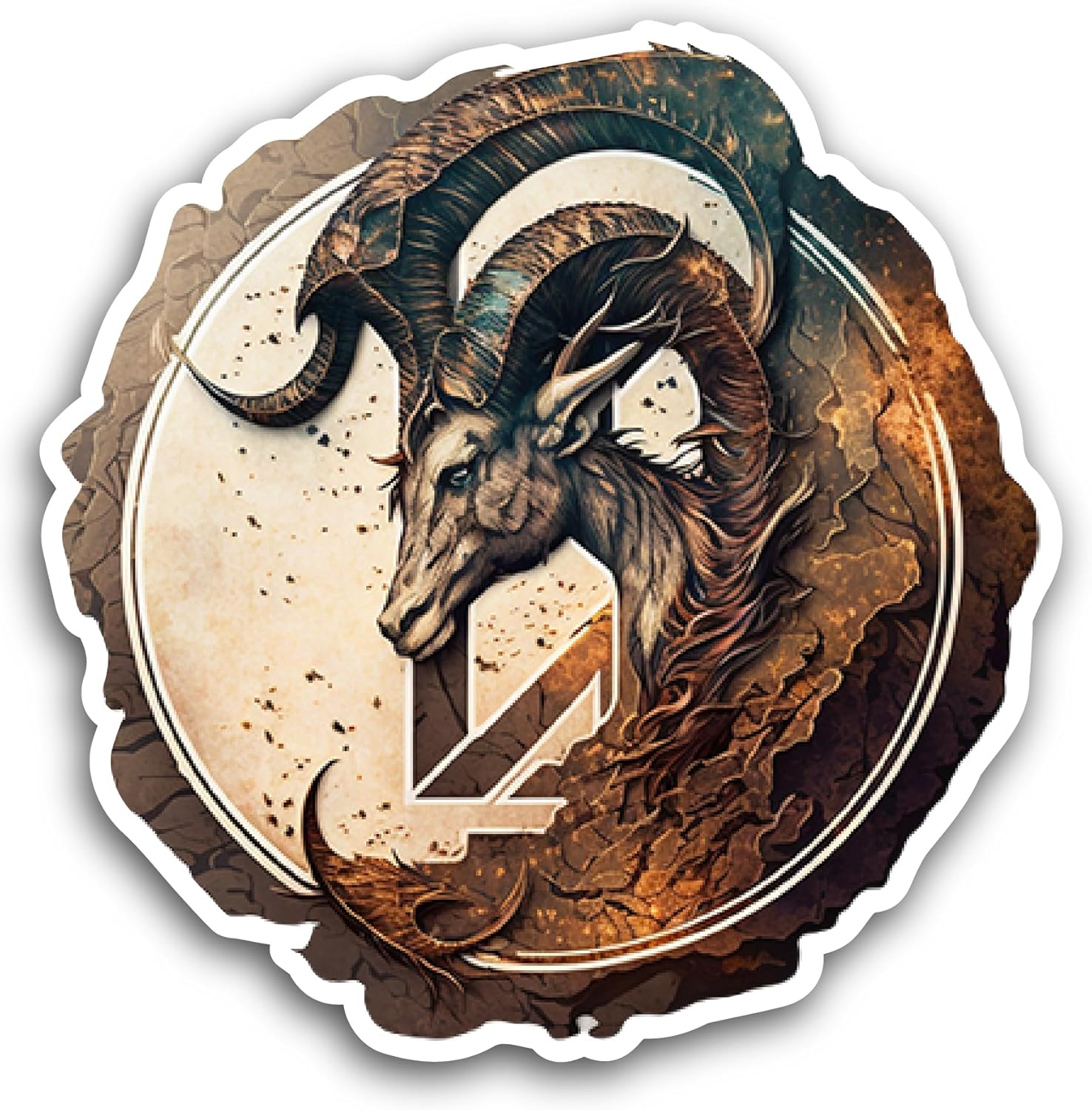 2 (Pieces) 3" and 5" Goat with Long Horns Sticker, Waterproof Vinyl Decals for Many Purpose Like Cars, Trucks, Laptops, Phones, Windows and More