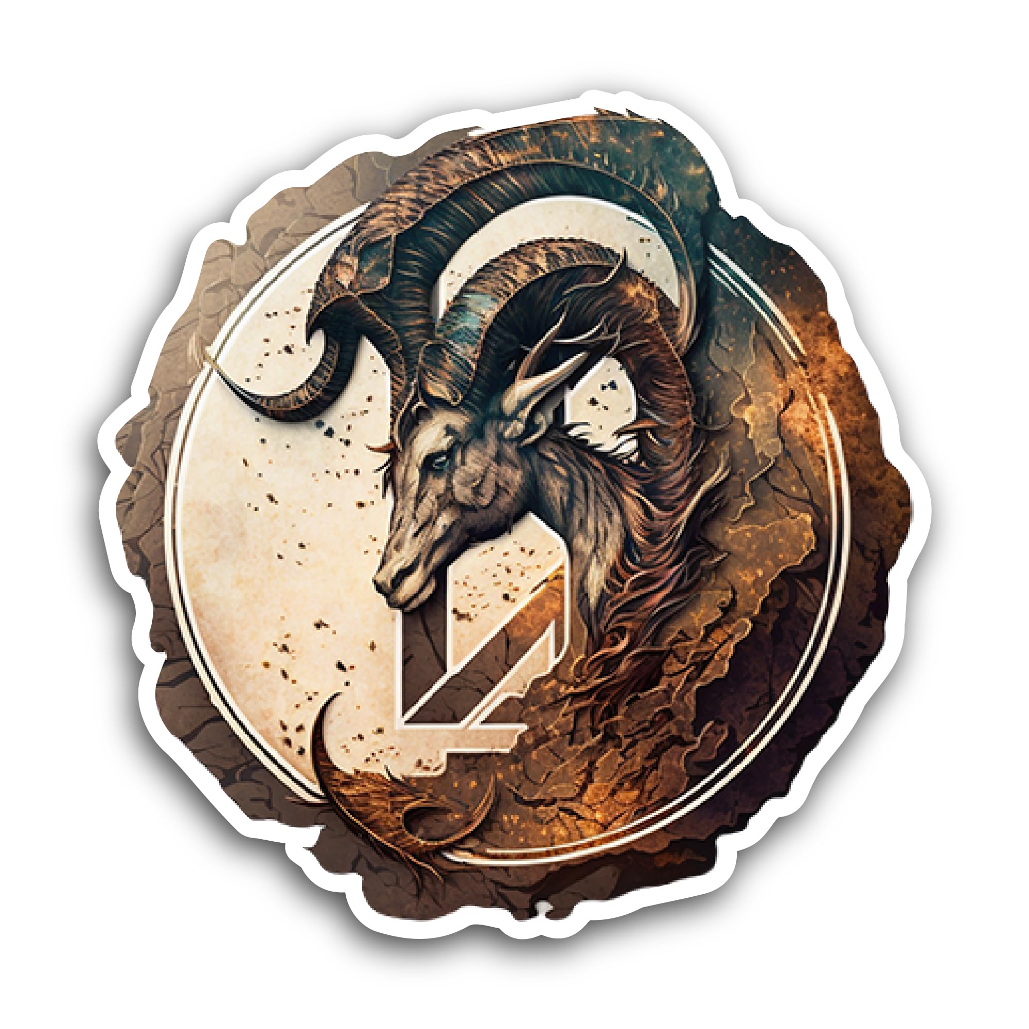 2 (Pieces) 3" and 5" Goat with Long Horns Sticker, Waterproof Vinyl Decals for Many Purpose Like Car