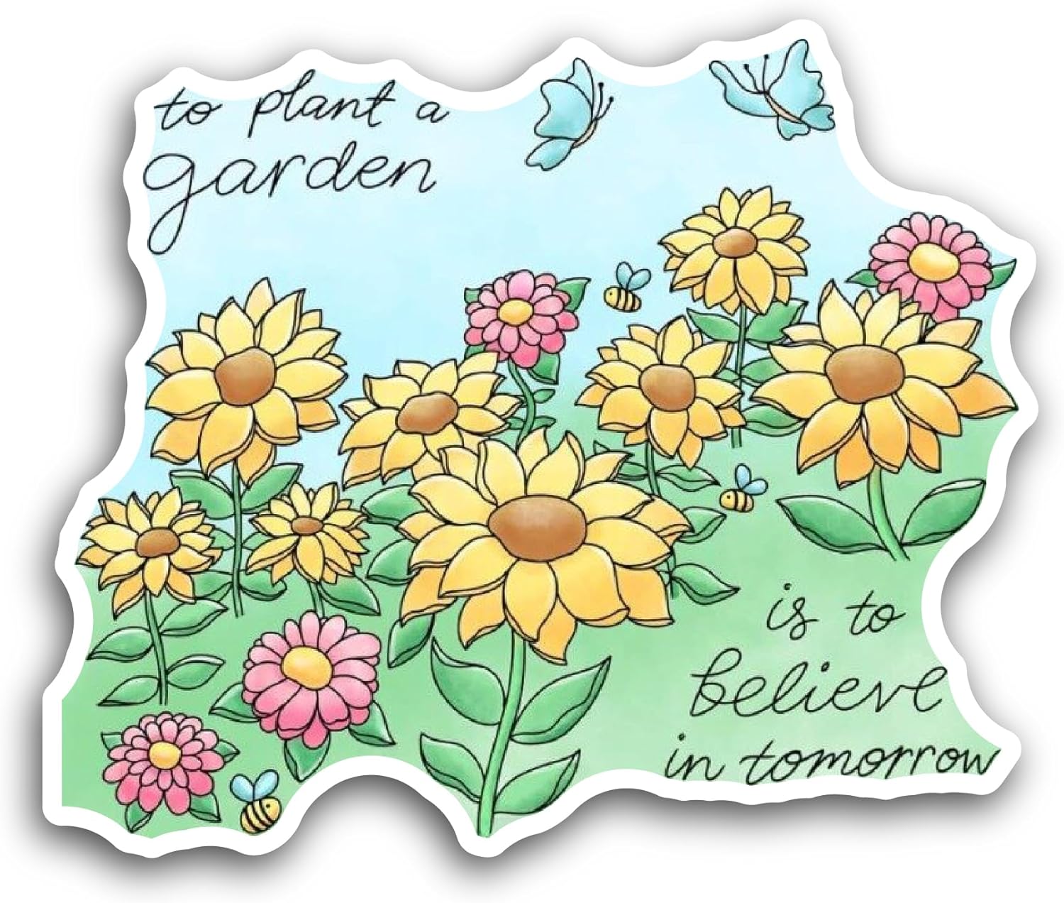 2 (Pieces) 3" and 5" Sunflower Garden Sticker, Waterproof Vinyl Decals for Many Purpose Like Cars, Trucks, Laptops, Phones, Windows and More