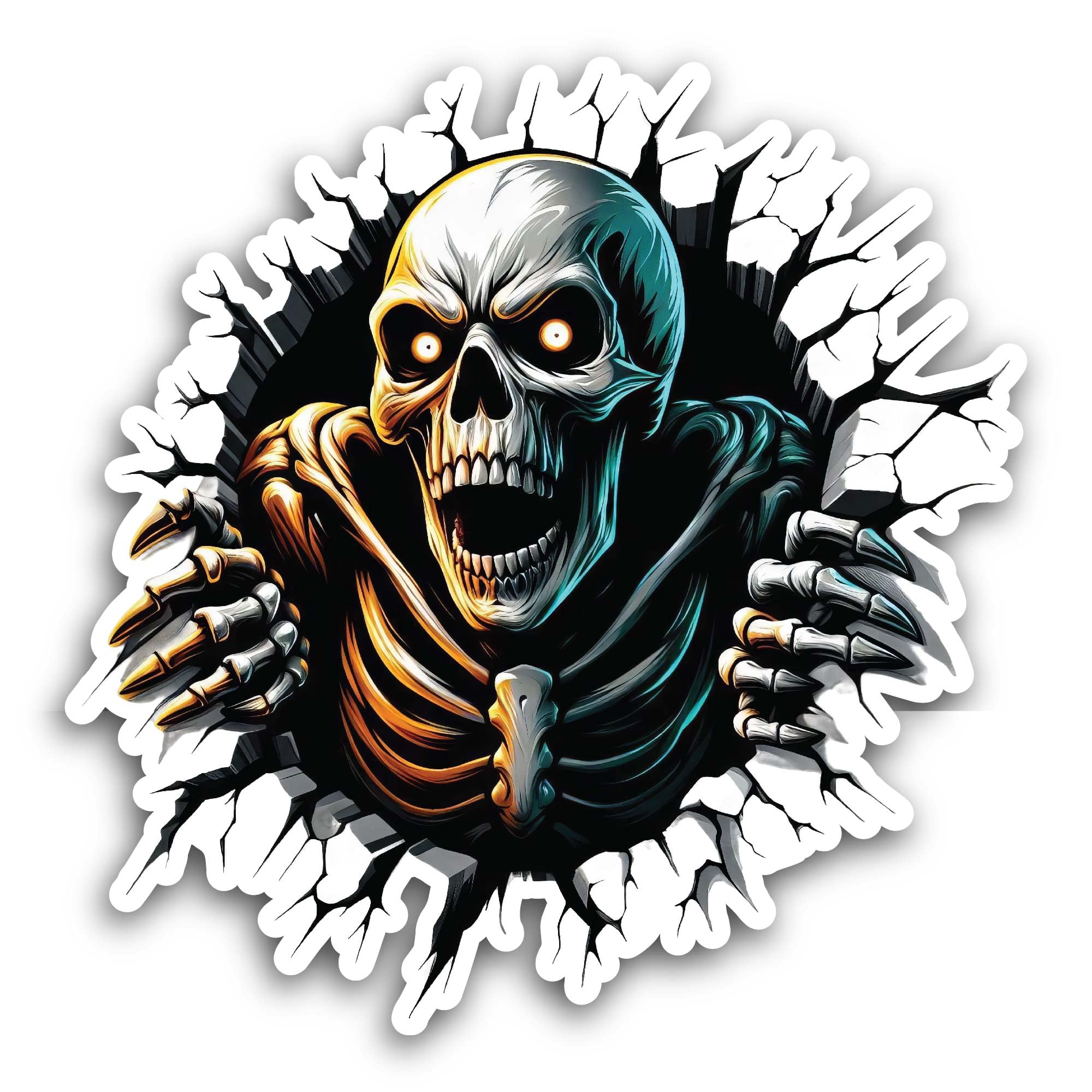 3 (Pieces) 1" 2" and 3" Green Scary Skull Decal Sticker, Waterproof & Scratch Resistant for Many Pur
