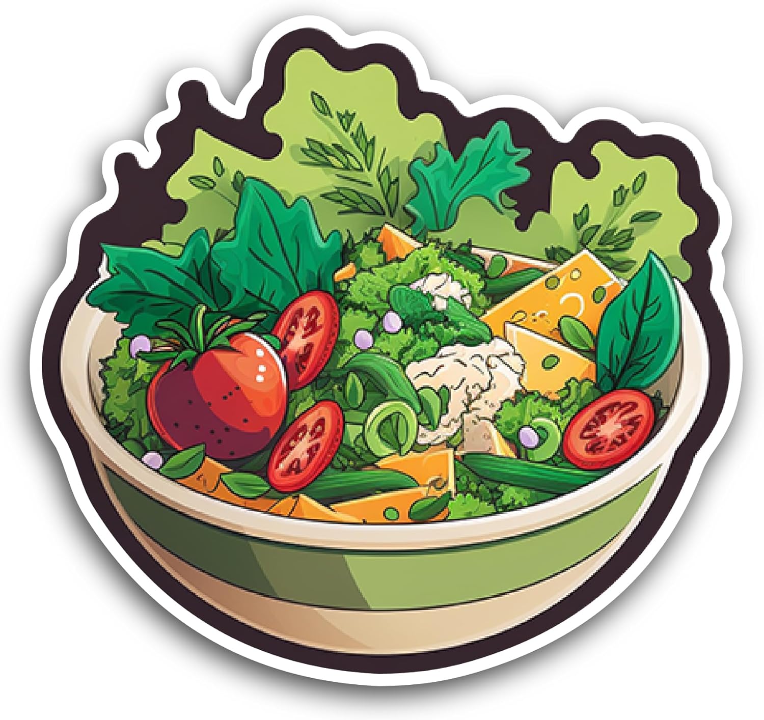 2 (Pieces) 3" and 5" Green Salad Sticker, Waterproof Vinyl Decals for Many Purpose Like Cars, Trucks, Laptops, Phones, Windows and More