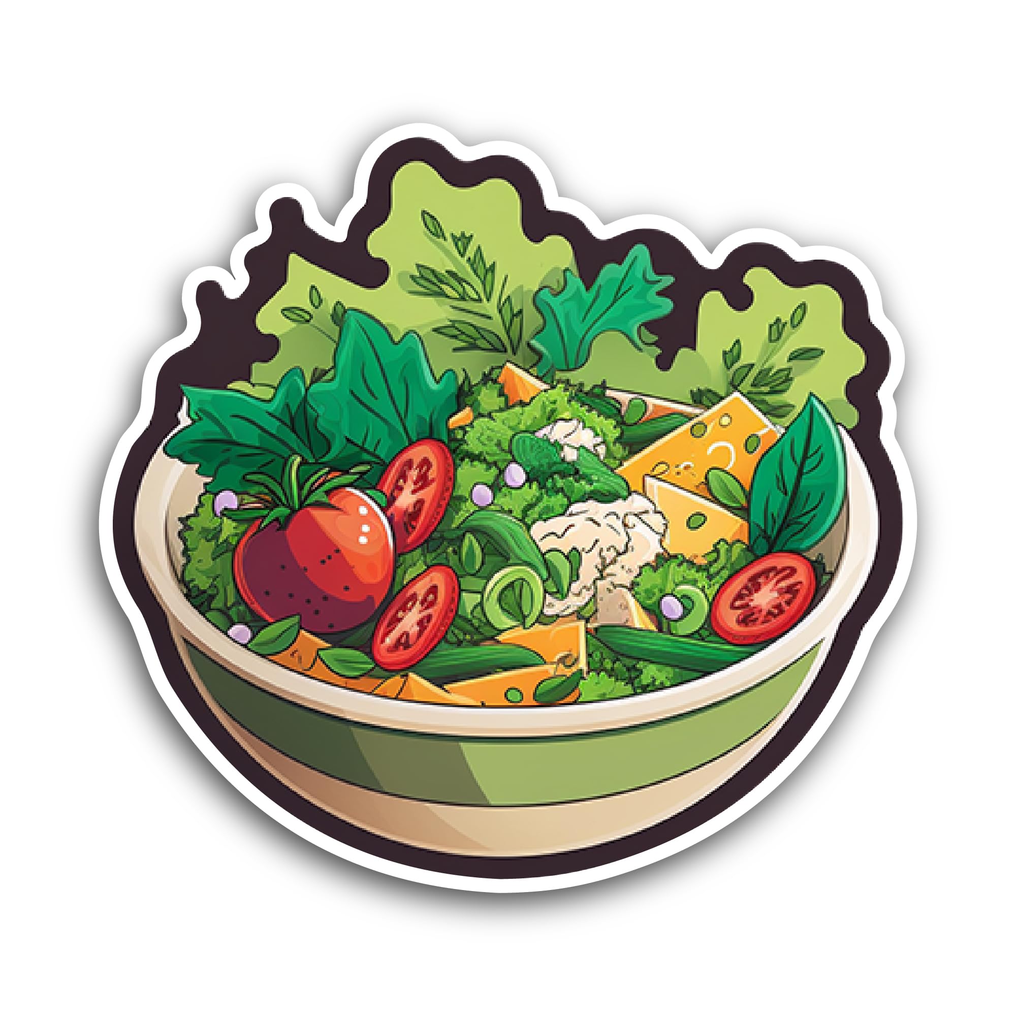 2 (Pieces) 3" and 5" Green Salad Sticker, Waterproof Vinyl Decals for Many Purpose Like Cars, Trucks