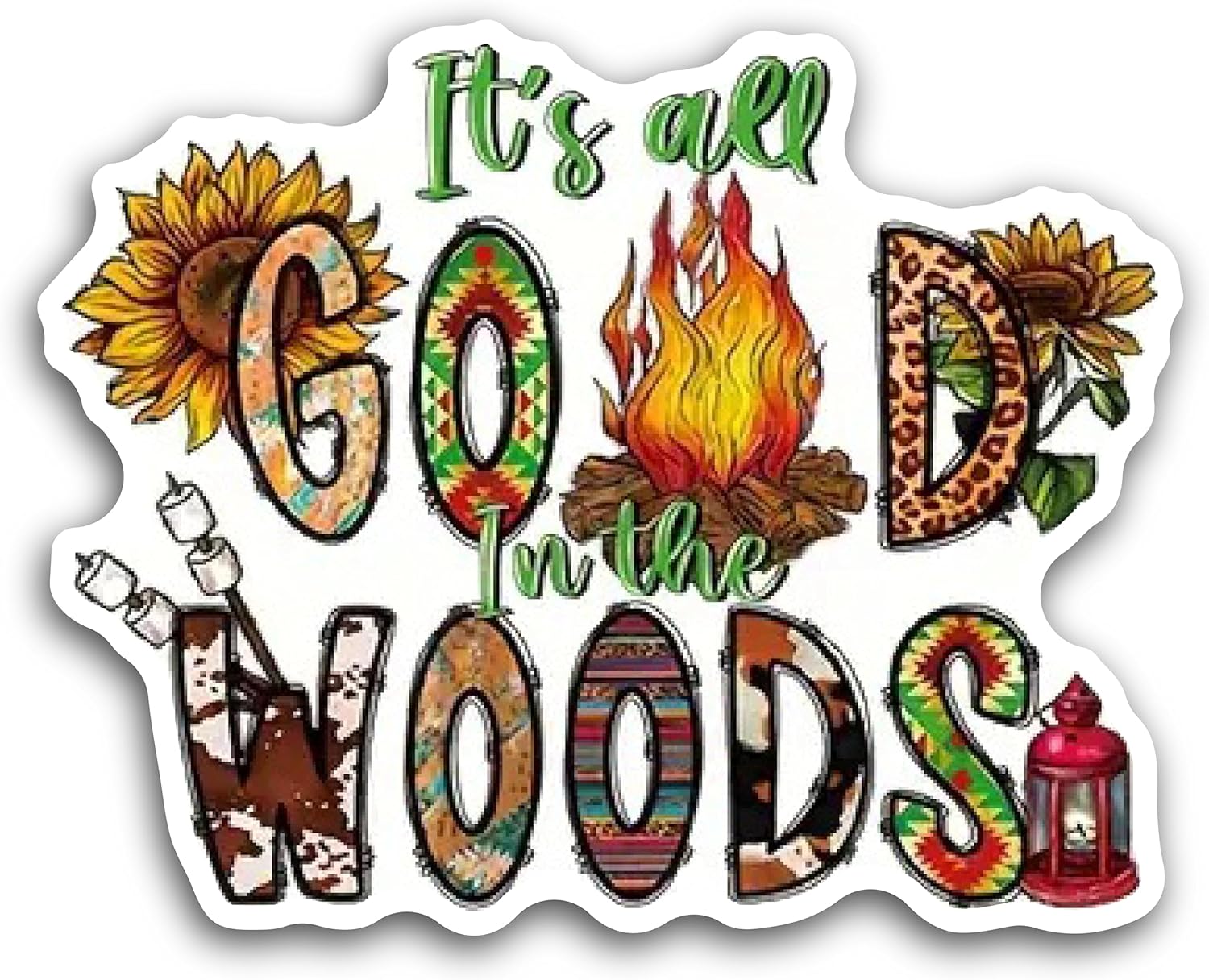 2 (Pieces) 3" and 5" Its All Good Woods Decal Sticker, Waterproof Vinyl Decals for Many Purpose Like Cars, Trucks, Laptops, Phones, Windows and More