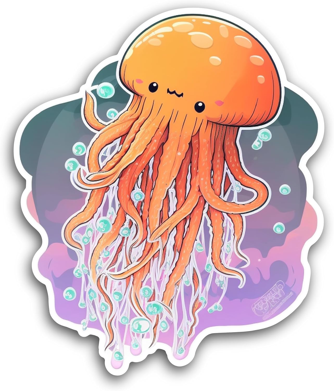 2 (Pieces) 3" and 5" Cute Jellyfish Sticker, Waterproof Vinyl Decals for Many Purpose Like Cars, Trucks, Laptops, Phones, Windows and More