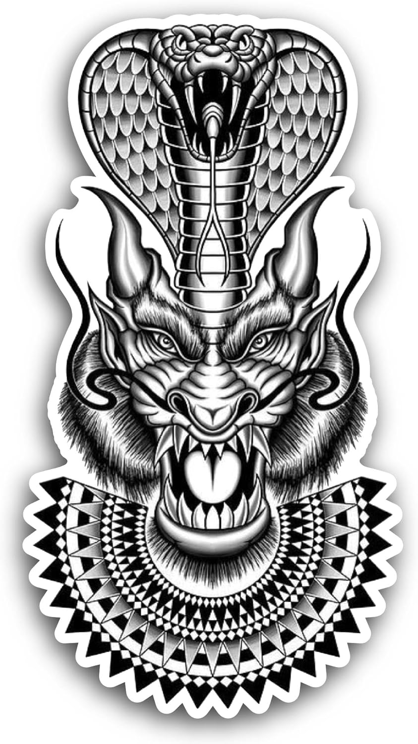 2 (Pieces) 3" and 5" Japanese Oni Mask Sticker, Waterproof Vinyl Decals for Many Purpose Like Cars, Trucks, Laptops, Phones, Windows and More