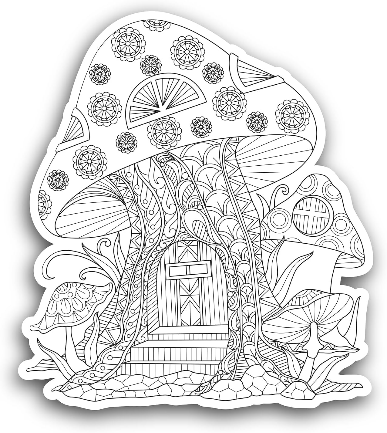 2 (Pieces) 3" and 5" Mushroom House Decal Sticker,Waterproof Vinyl Decals for Many Purpose Like Cars, Trucks, Laptops, Phones, Windows and More