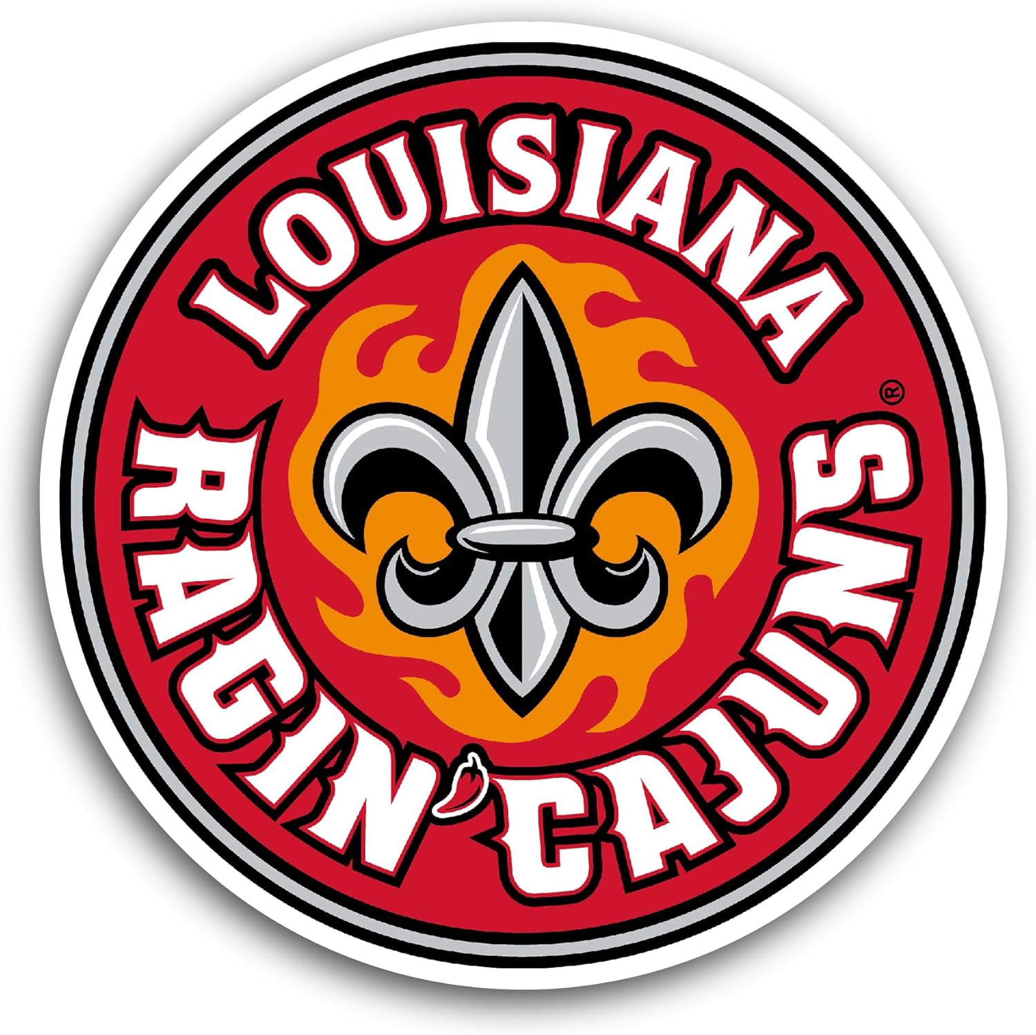2 (Pieces) 3" and 5" L0uisiana Ragin Cajuns Sticker, Waterproof Vinyl Decals for Many Purpose Like Cars, Trucks, Laptops, Phones, Windows and More