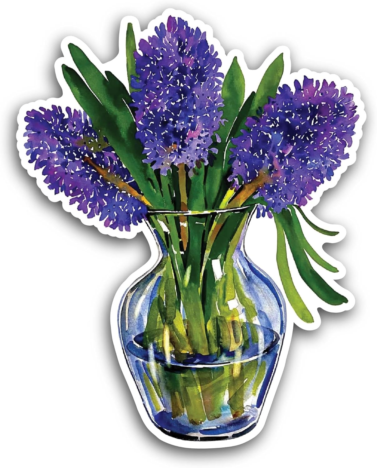 2 (Pieces) 3" and 5" Blue Hyacinths Sticker, Waterproof Vinyl Decals for Many Purpose Like Cars, Trucks, Laptops, Phones, Windows and More