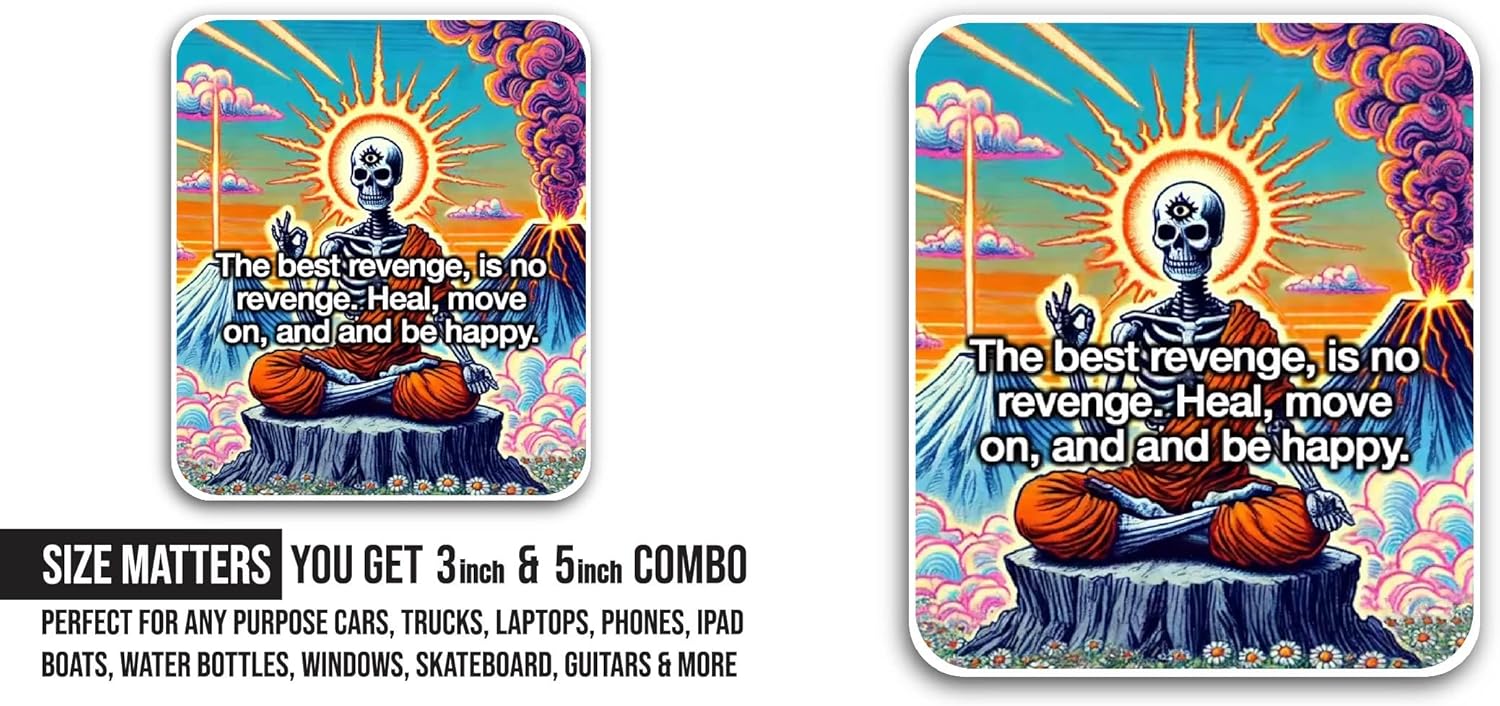 2 (Pieces) 3" and 5" The Best Revenge Sticker, Waterproof Vinyl Decals for Many Purpose Like Cars, Trucks, Laptops, Phones, Windows and More