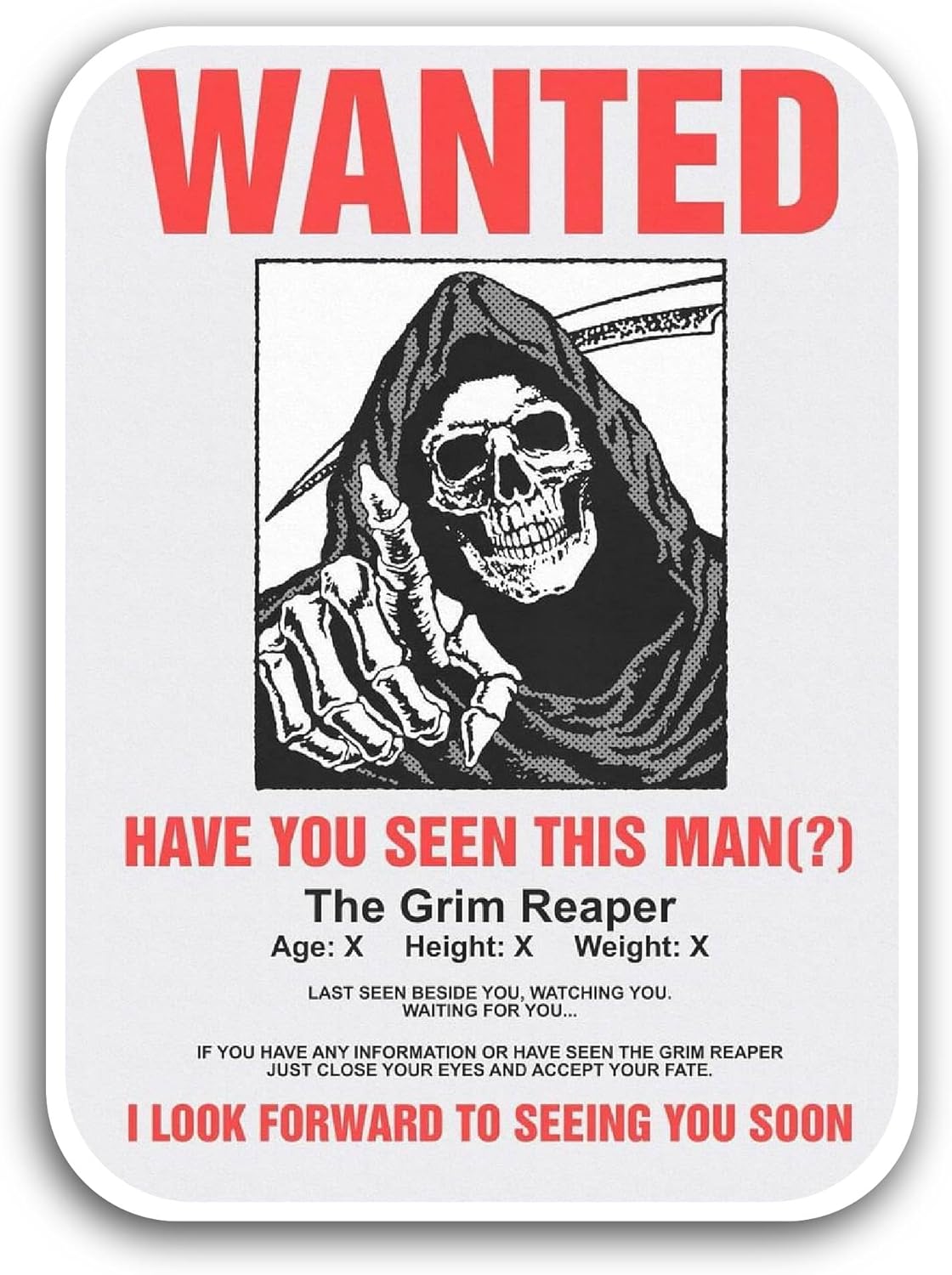 2 (Pieces) 3" and 5" Wanted Sticker, Waterproof Vinyl Decals for Many Purpose Like Cars, Trucks, Laptops, Phones, Windows and More