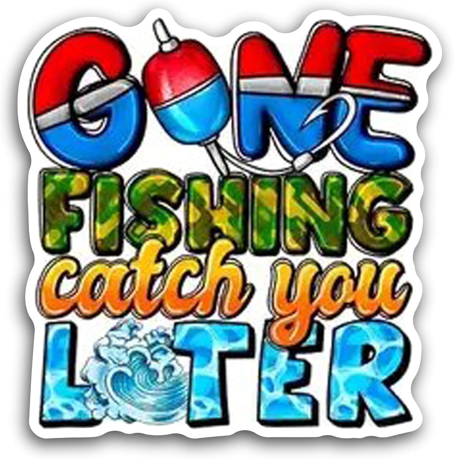 2 (Pieces) 3" and 5" Gone Fishing Catch You Later Message Sticker Decal Sticker, Waterproof Vinyl Decals for Many Purpose Like Cars, Trucks, Laptops, Phones, Windows and More