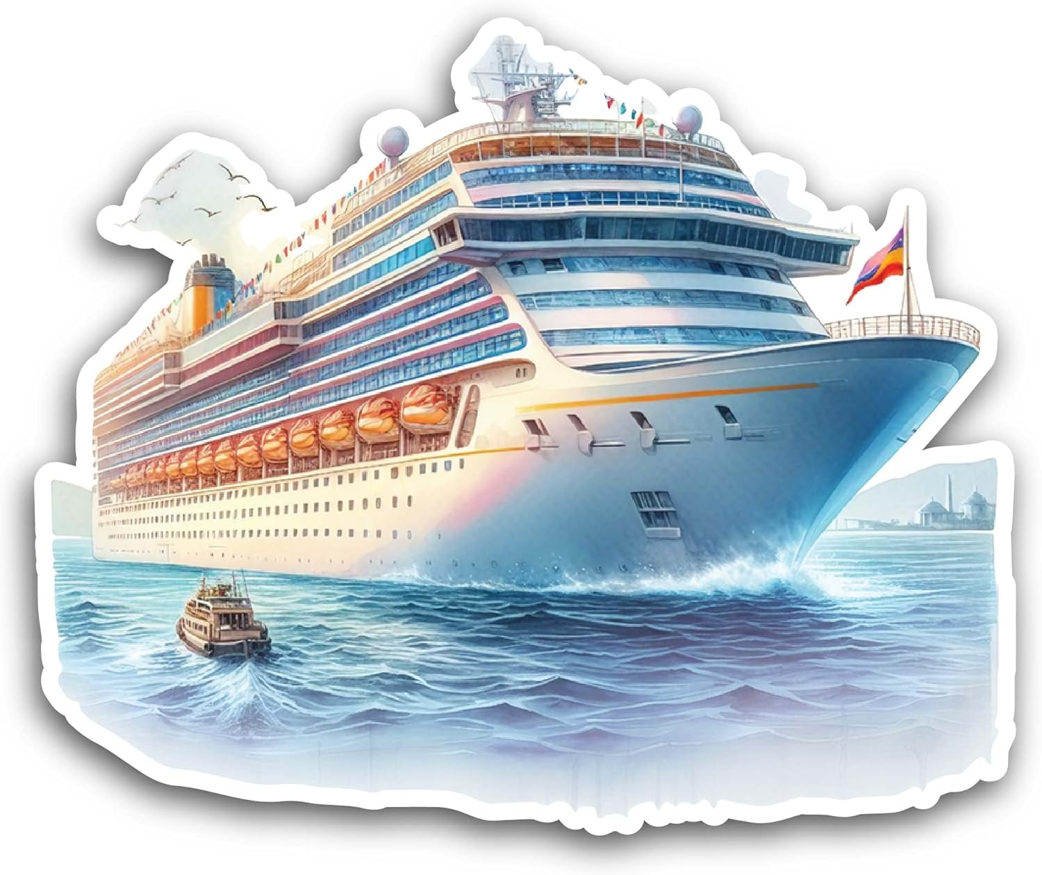 2 (Pieces) 3" and 5" Cruise Ship Side View Sticker, Waterproof Vinyl Decals for Many Purpose Like Cars, Trucks, Laptops, Phones, Windows and More