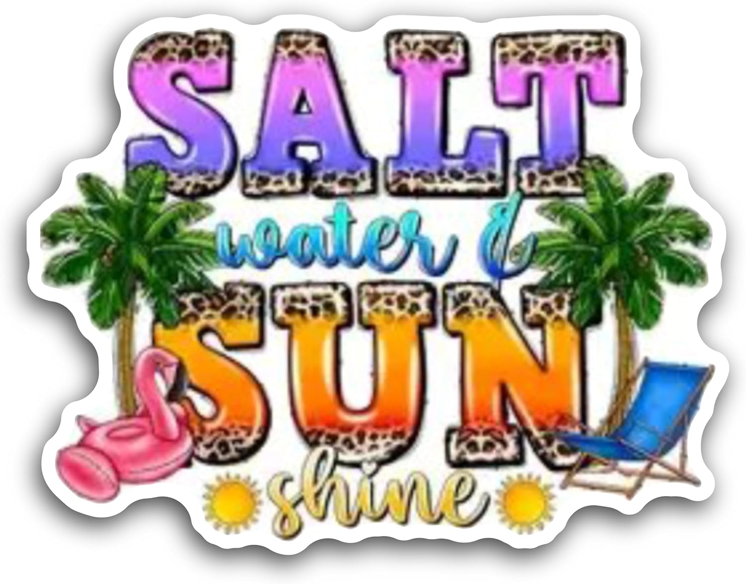 2 (Pieces) 3" and 5" Salt Water Sun Shine Message stickerg Decal Sticker, Waterproof Vinyl Decals for Many Purpose Like Cars, Trucks, Laptops, Phones, Windows and More