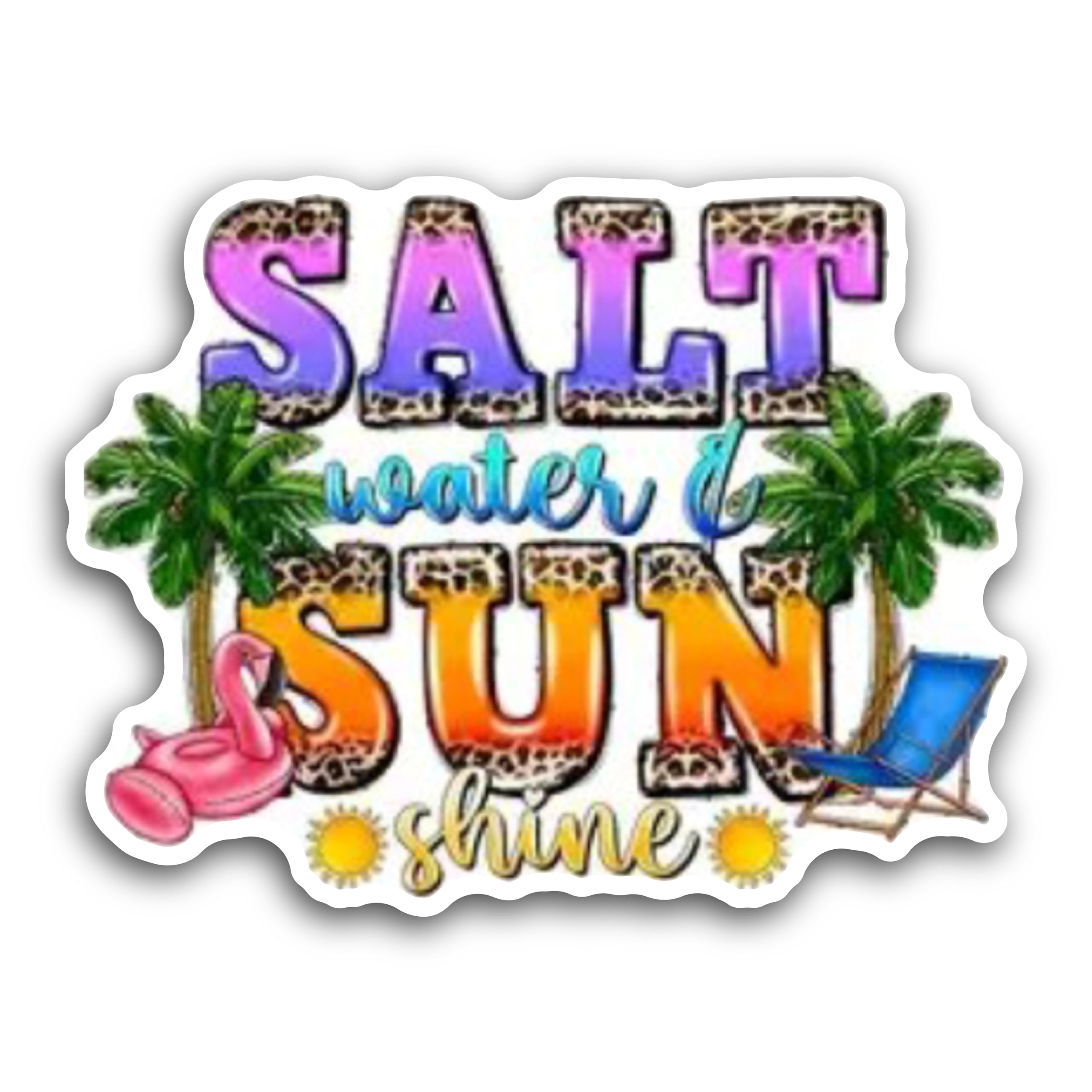2 (Pieces) 3" and 5" Salt Water Sun Shine Message stickerg Decal Sticker, Waterproof Vinyl Decals fo