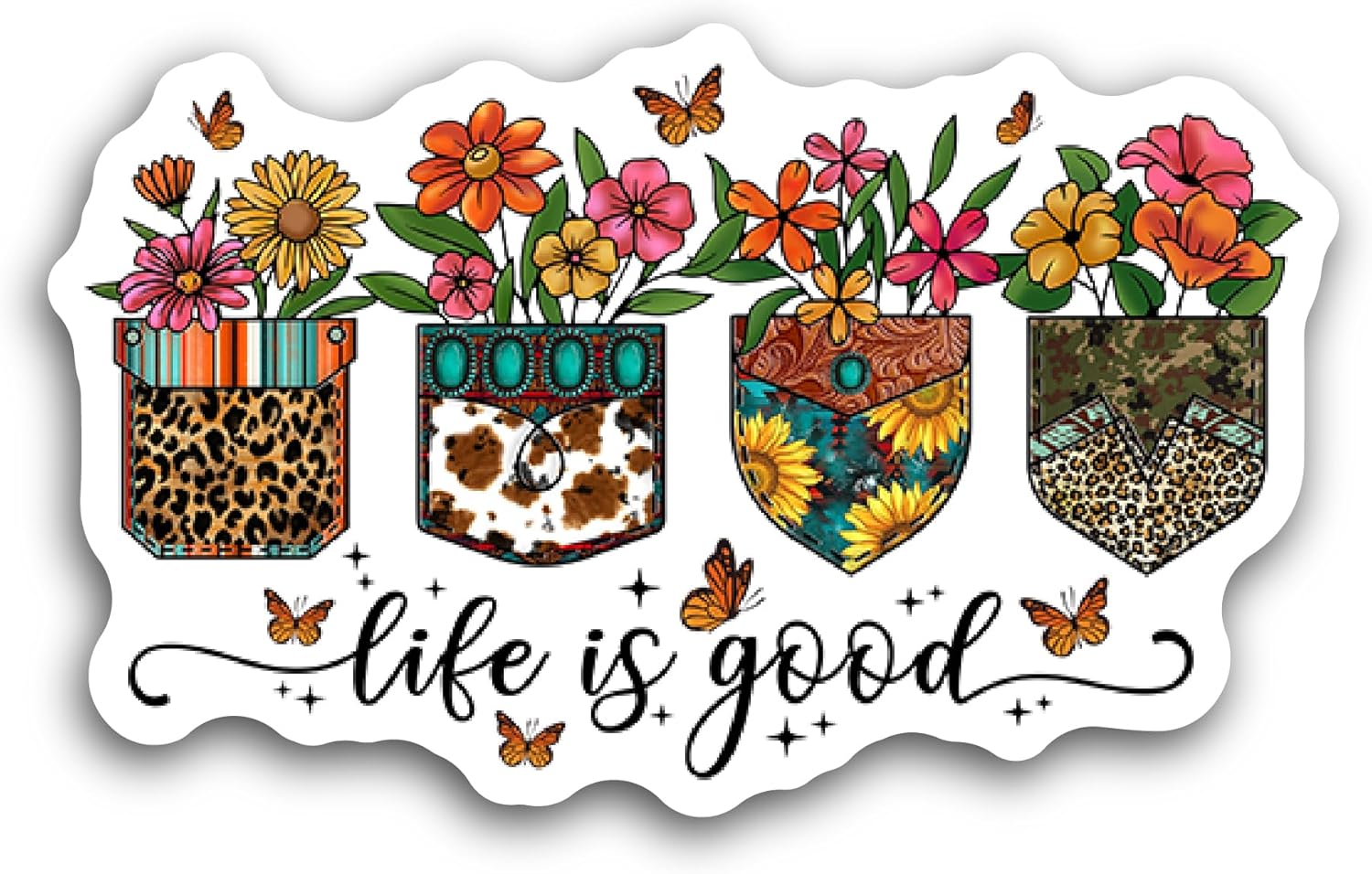 2 (Pieces) 3" and 5" Life is Good Sticker, Waterproof Vinyl Decals for Many Purpose Like Cars, Trucks, Laptops, Phones, Windows and More