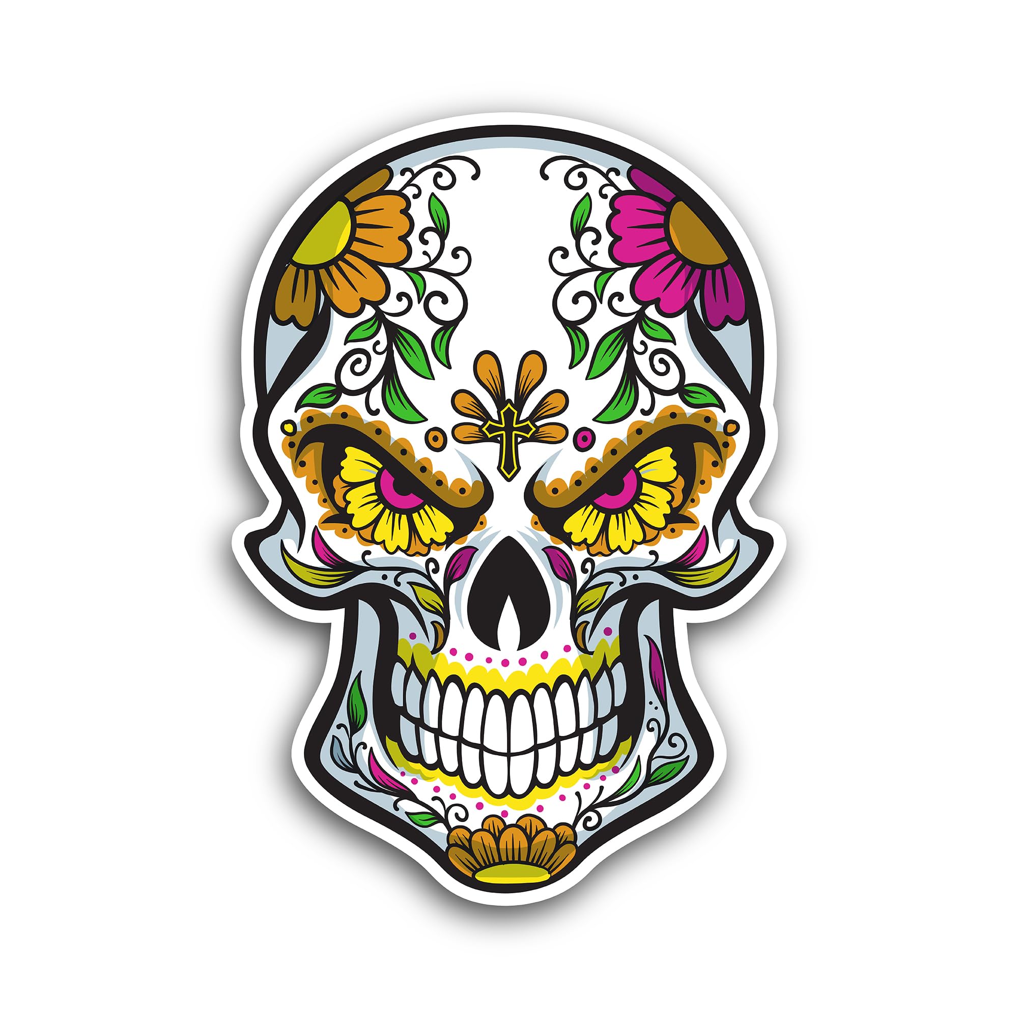 2 (Pieces) 3" and 5" Sugar Skull Vinyl Decals Sticker, Waterproof Vinyl Decals for Many Purpose Like