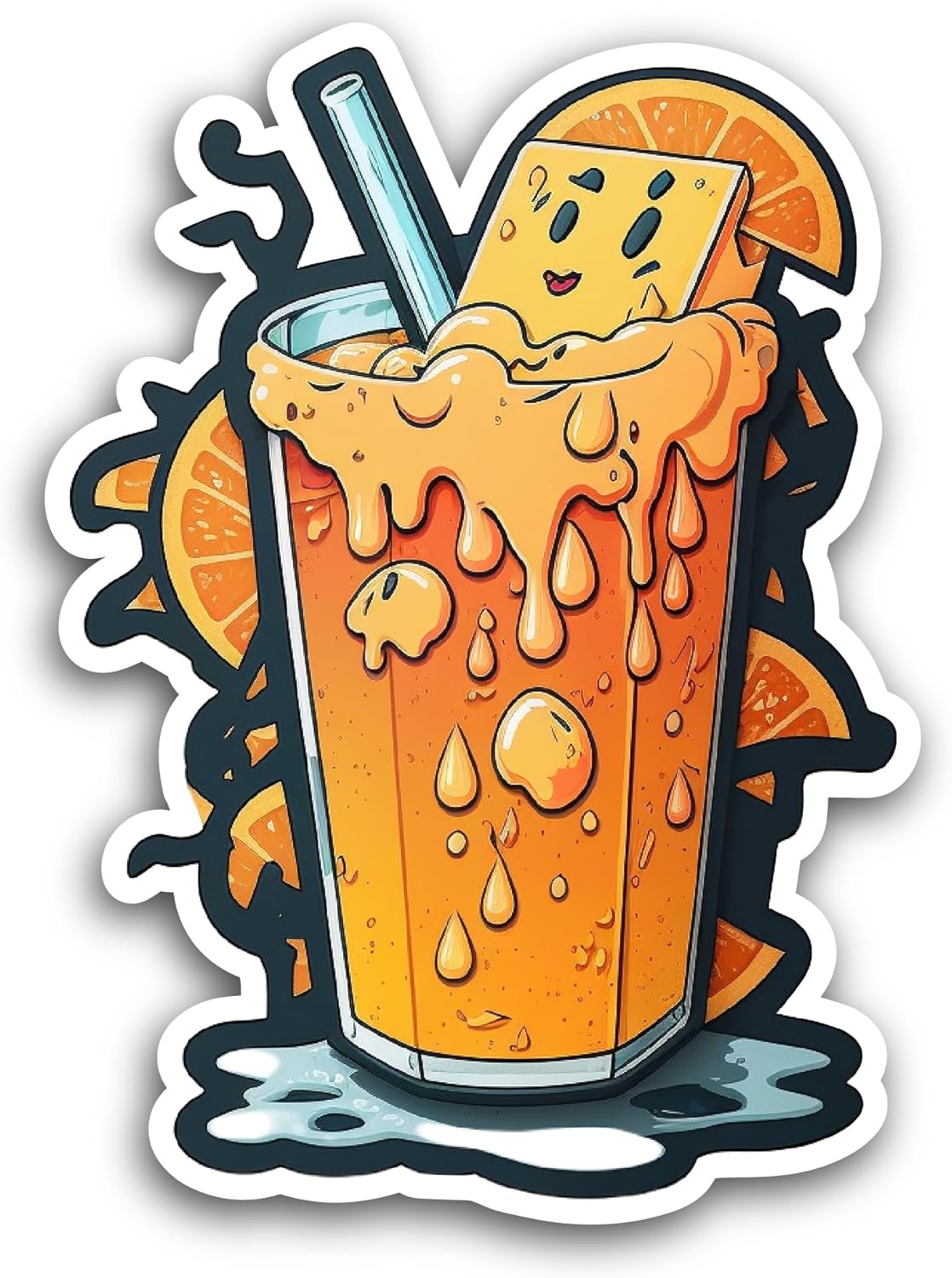 2 (Pieces) 3" and 5" Orange Drink Sticker, Waterproof Vinyl Decals for Many Purpose Like Cars, Trucks, Laptops, Phones, Windows and More