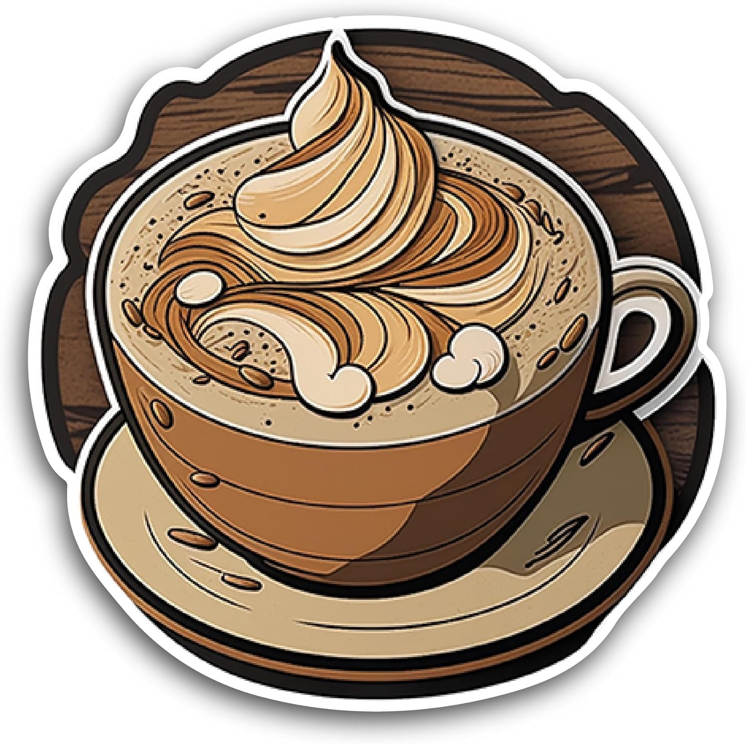 2 (Pieces) 3" and 5" Coffee Whipped Cream Sticker, Waterproof Vinyl Decals for Many Purpose Like Cars, Trucks, Laptops, Phones, Windows and More