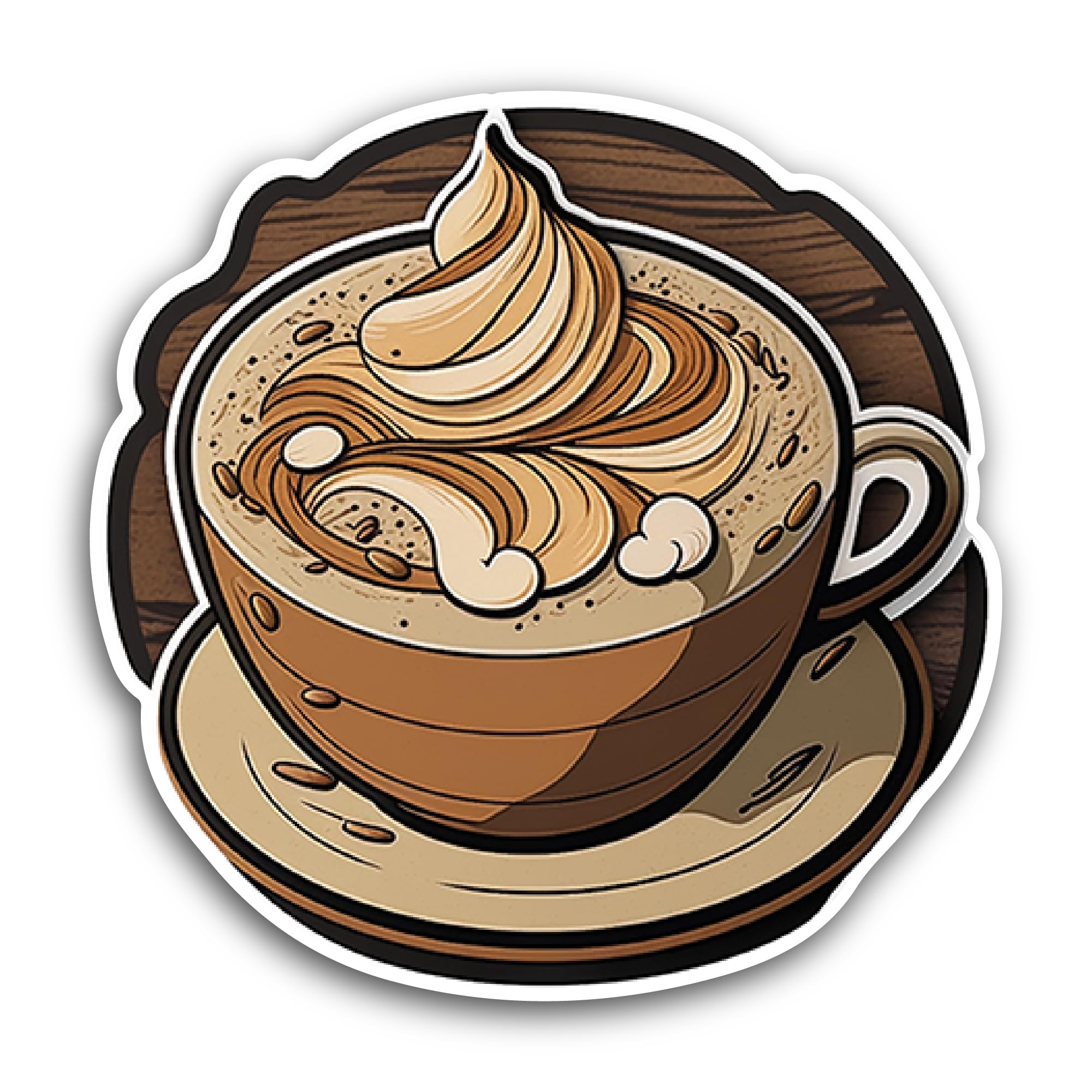 2 (Pieces) 3" and 5" Coffee Whipped Cream Sticker, Waterproof Vinyl Decals for Many Purpose Like Car