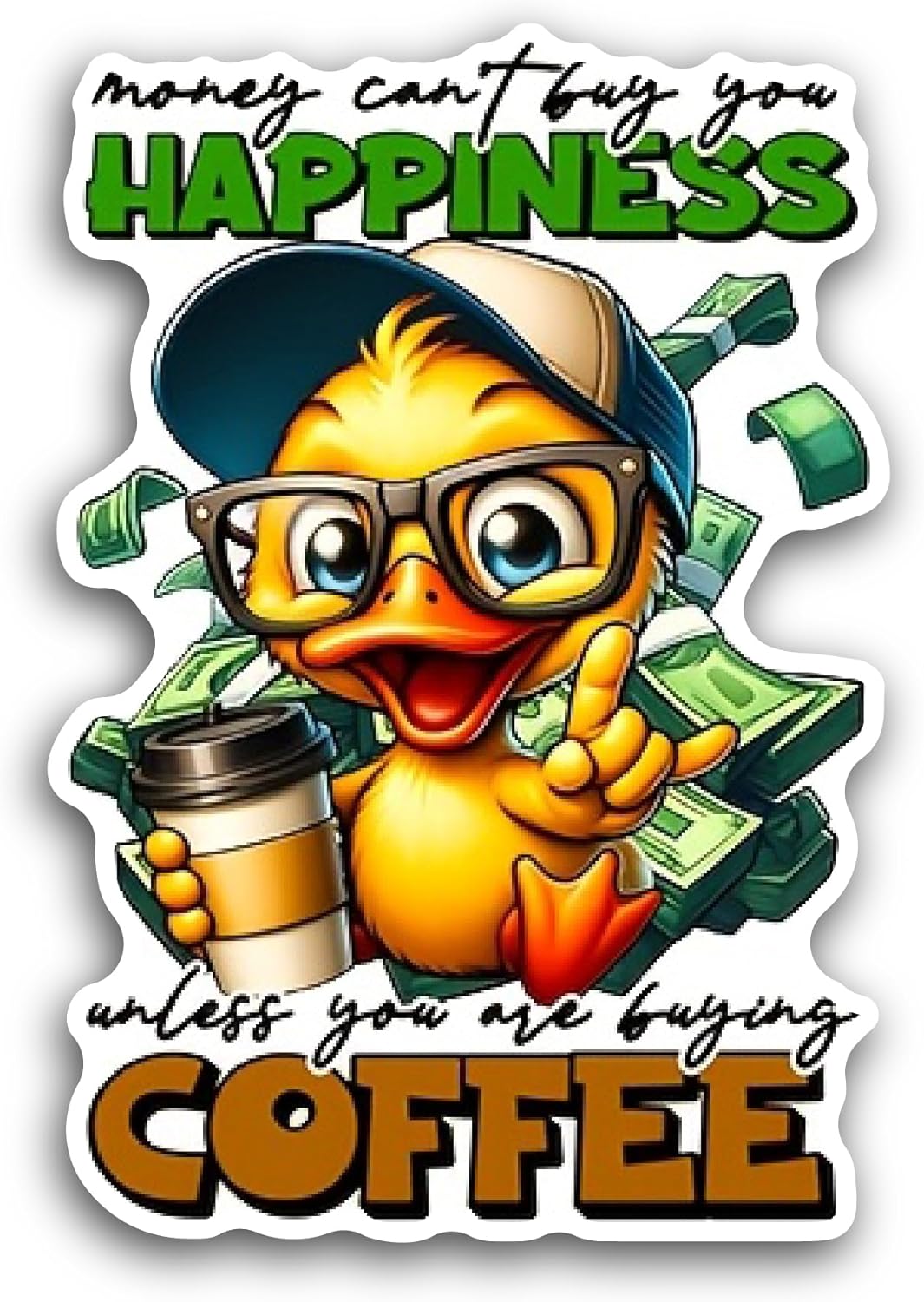 2 (Pieces) 3" and 5" Laughing Duck Sticker, Waterproof Vinyl Decals for Many Purpose Like Cars, Trucks, Laptops, Phones, Windows and More
