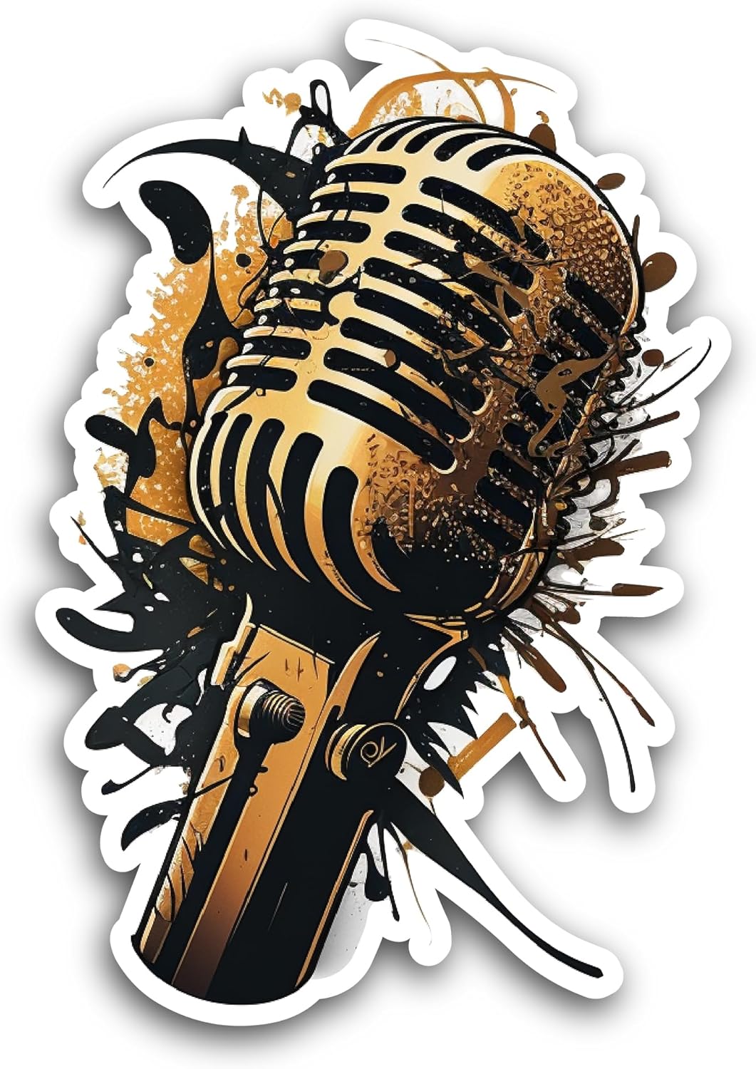 2 (Pieces) 3" and 5" Microphone Sticker, Waterproof Vinyl Decals for Many Purpose Like Cars, Trucks, Laptops, Phones, Windows and More