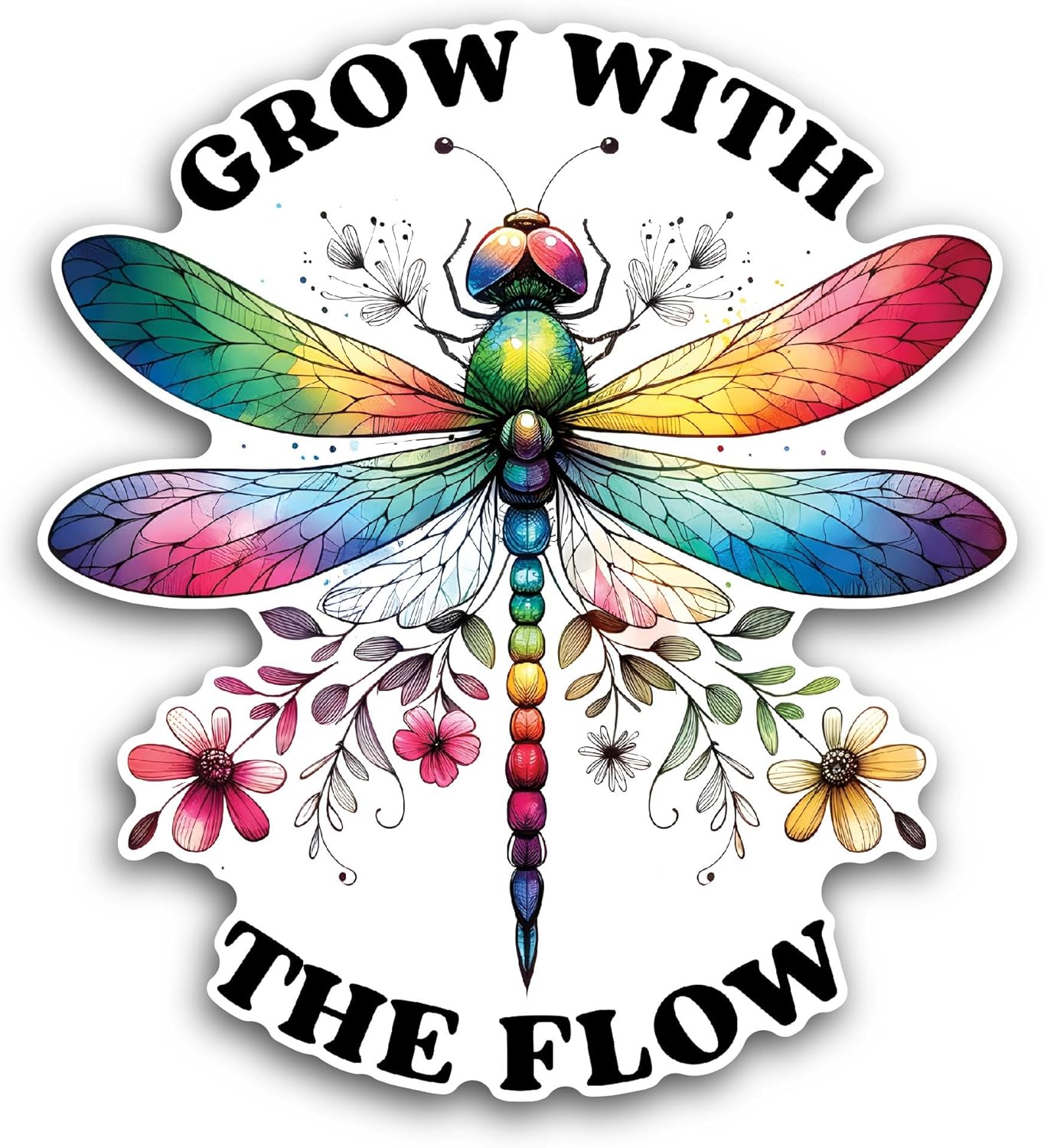 2 (Pieces) 3" and 5" Grow with The Flow Sticker, Waterproof Vinyl Decals for Many Purpose Like Cars, Trucks, Laptops, Phones, Windows and More