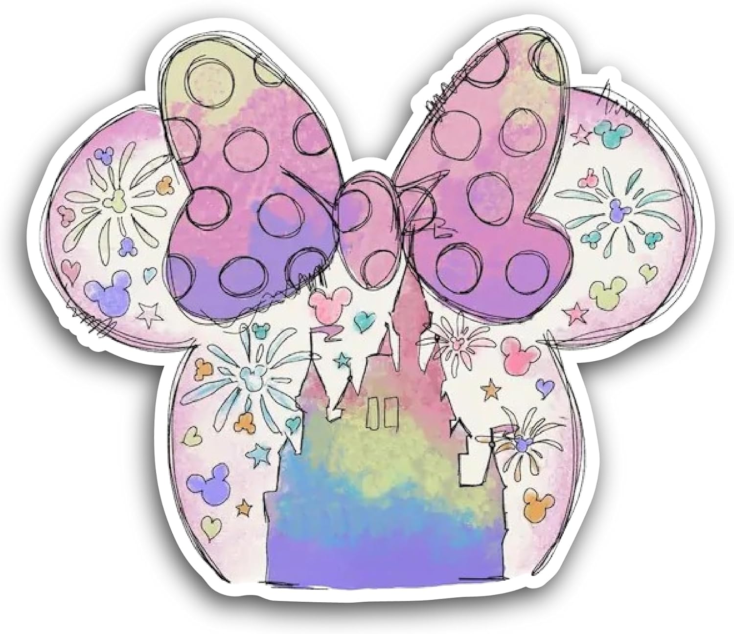 2 (Pieces) 3" and 5" Castle with Bow Sticker, Waterproof Vinyl Decals for Many Purpose Like Cars, Trucks, Laptops, Phones, Windows and More