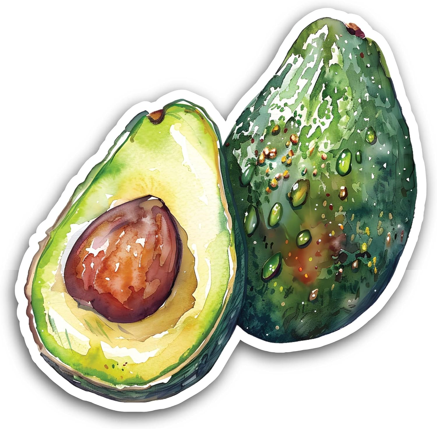 2 (Pieces) 3" and 5" Avocado Sticker, Waterproof Vinyl Decals for Many Purpose Like Cars, Trucks, Laptops, Phones, Windows and More