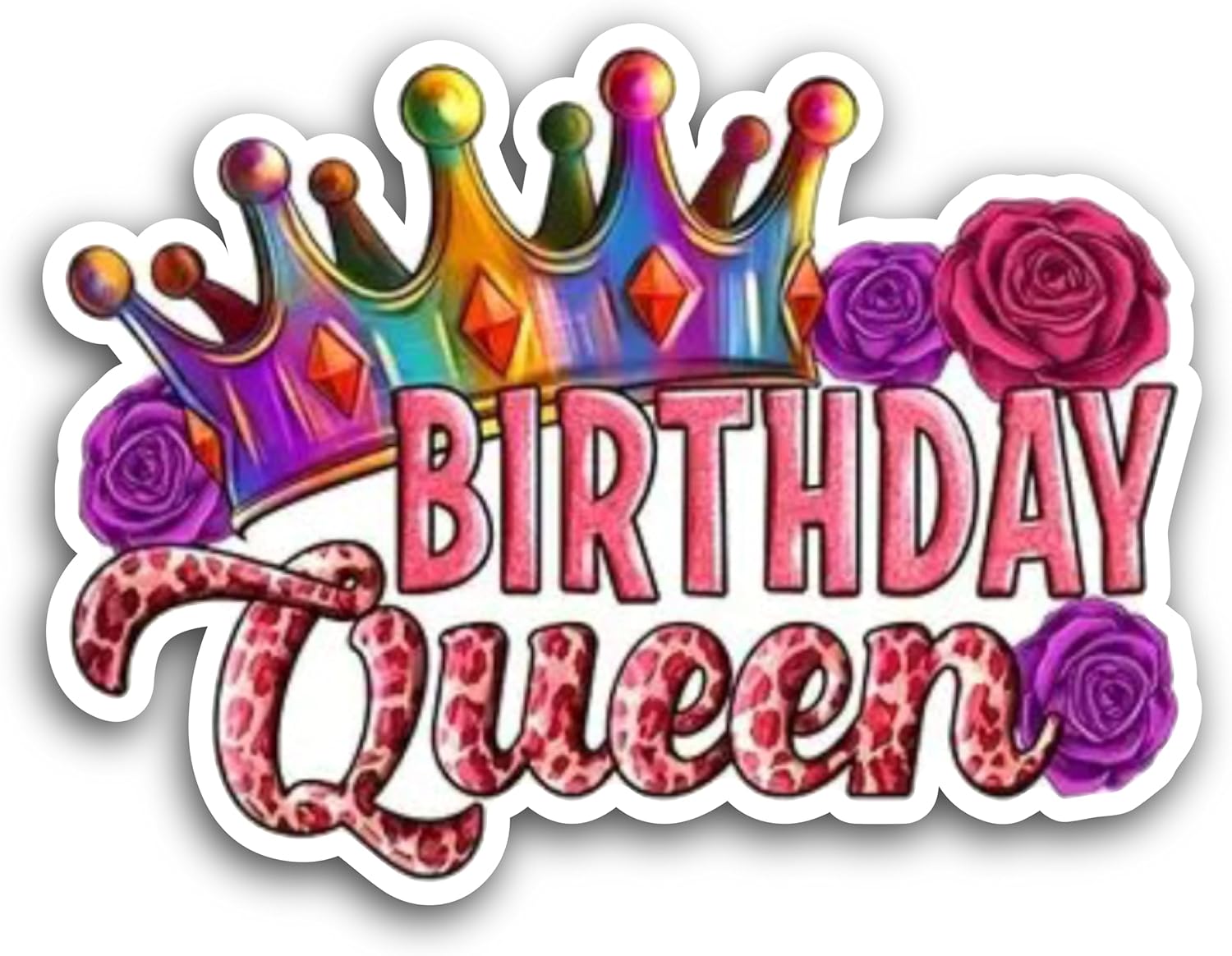 2 (Pieces) 3" and 5" Birthday Queen Decal Sticker, Waterproof Vinyl Decals for Many Purpose Like Cars, Trucks, Laptops, Phones, Windows and More