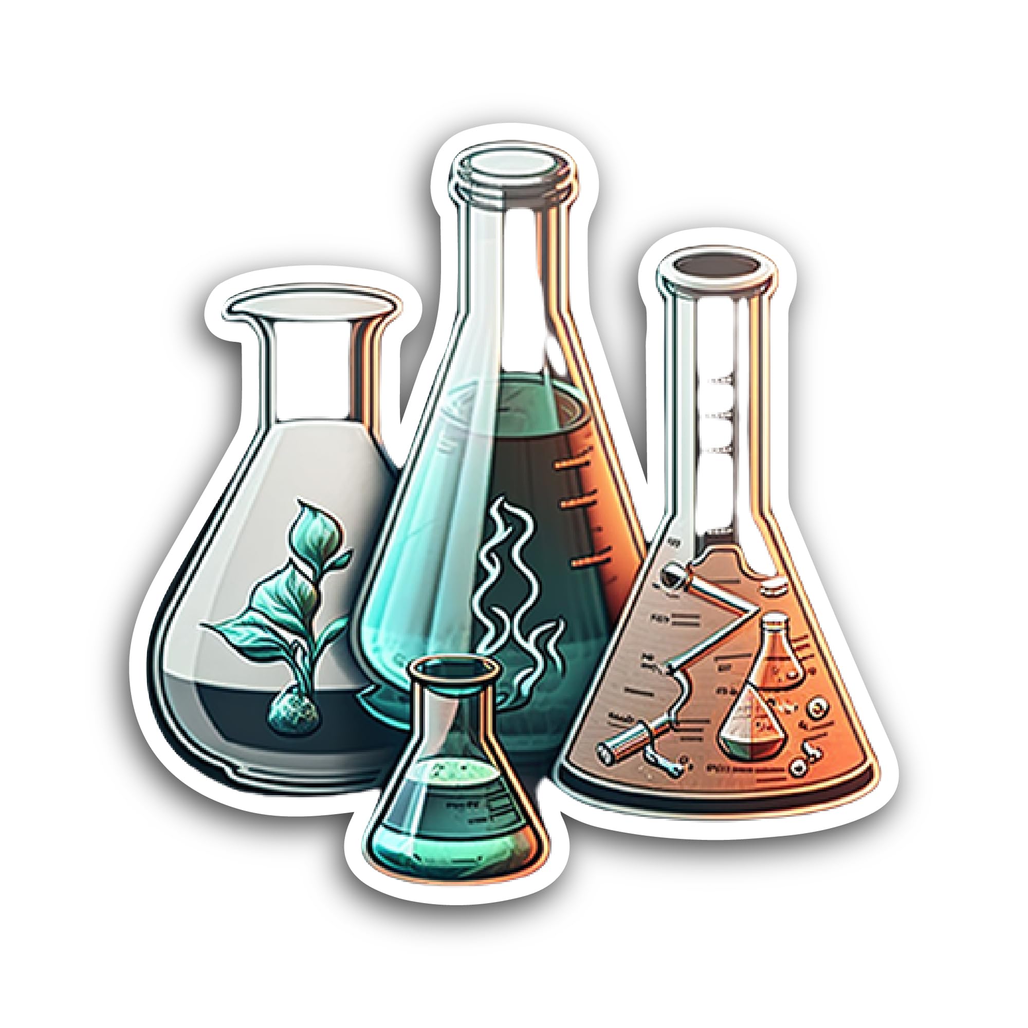 2 (Pieces) 3" and 5" Chemical Flasks Sticker, Waterproof Vinyl Decals for Many Purpose Like Cars, Tr