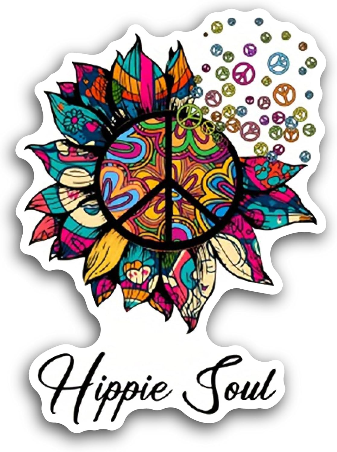 2 (Pieces) 3" and 5" Hippie Soul Text Sticker, Waterproof Vinyl Decals for Many Purpose Like Cars, Trucks, Laptops, Phones, Windows and More