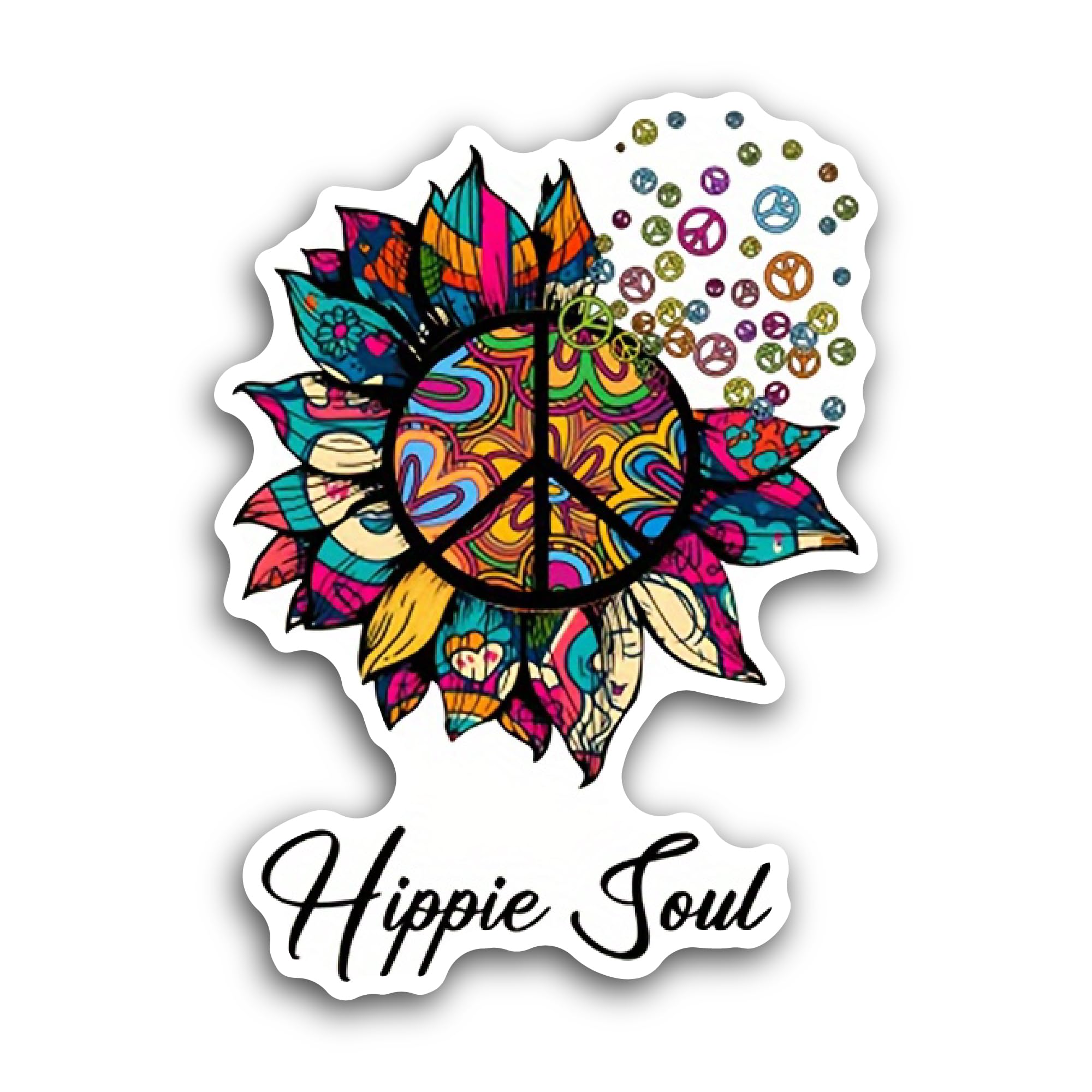 2 (Pieces) 3" and 5" Hippie Soul Text Sticker, Waterproof Vinyl Decals for Many Purpose Like Cars, T