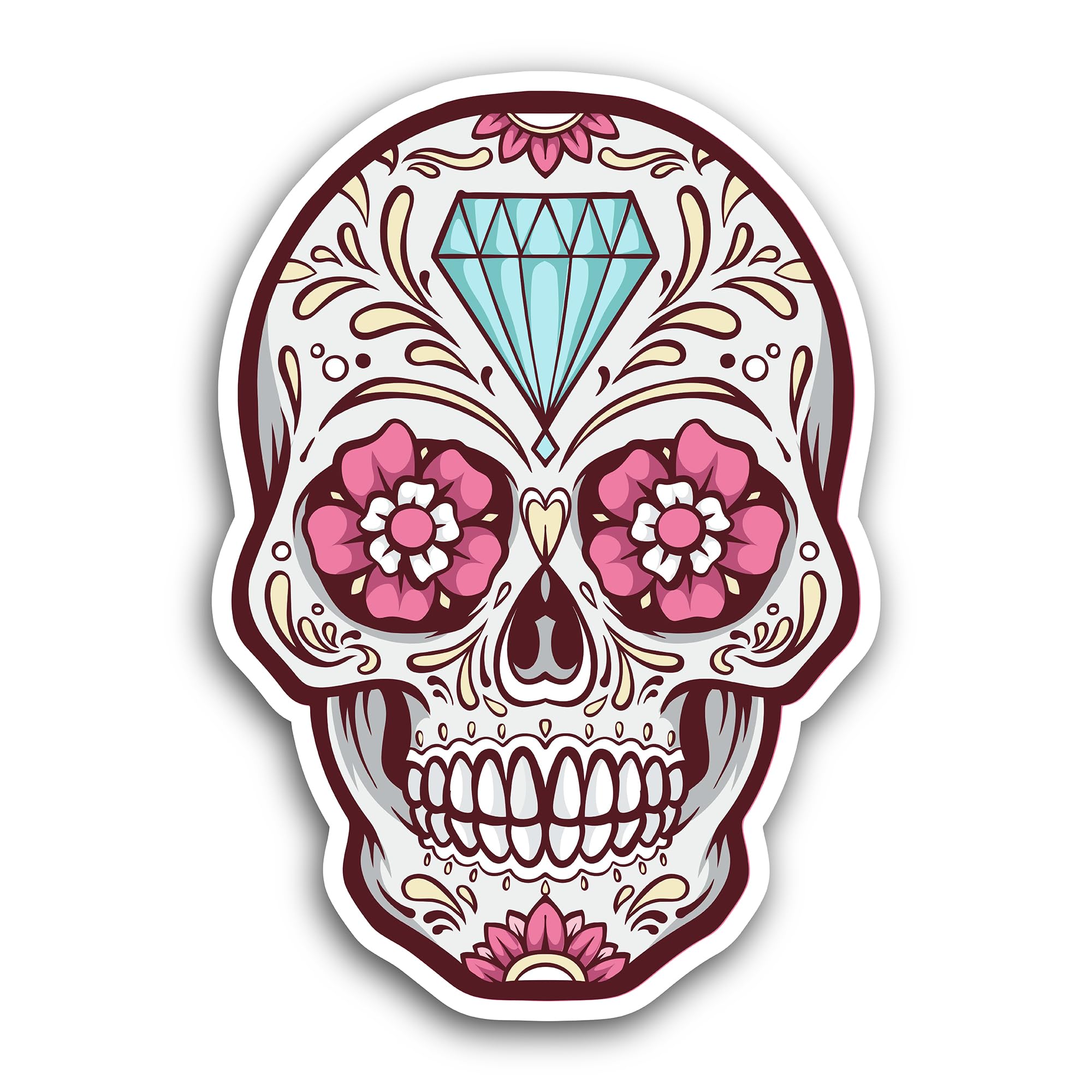 2 (Pieces) 3" and 5" Sugar Skull Decal Sticker, Waterproof Vinyl Decals for Many Purpose Like Cars, 