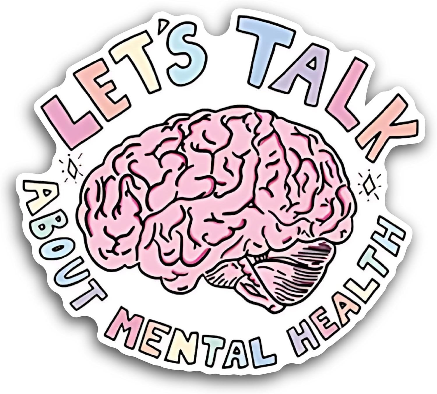 2 (Pieces) 3" and 5" Let's Talk About Mental Health Sticker, Waterproof Vinyl Decals for Many Purpose Like Cars, Trucks, Laptops, Phones, Windows and More